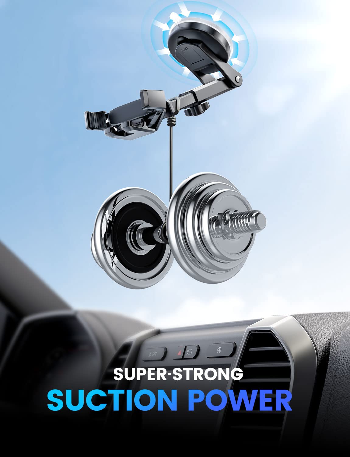 eSamcore Universal Car Phone Mount - Windshield, Vent & Dashboard Phone Holder with Gravity Suction Cup for iPhone 14/13/12, Samsung Galaxy - Secure Hands-Free Driving Accessories for GPS Navigation & Music Control