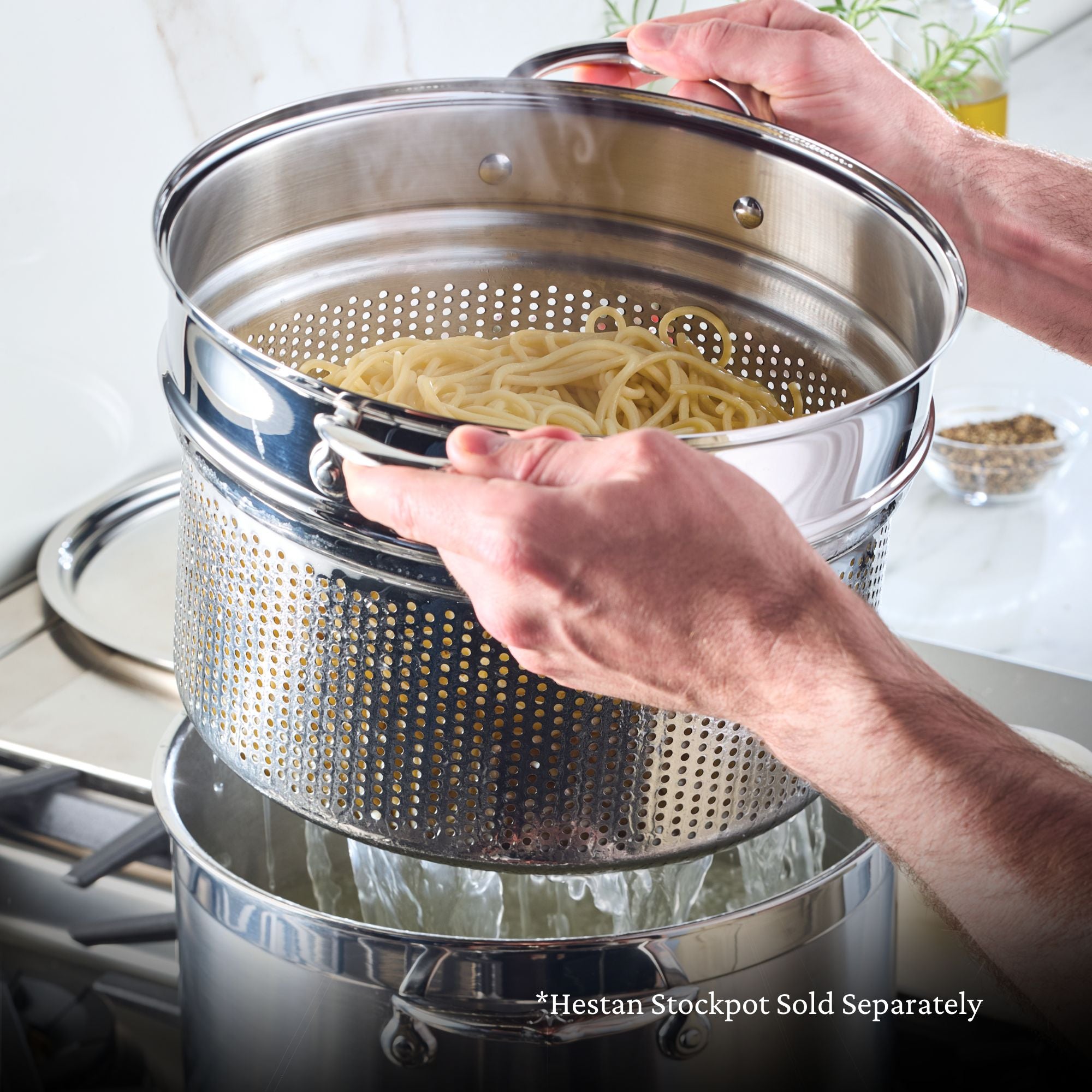 8.0 Quart Stainless Steel Pasta Insert Pot with Lid - Perfect for Cooking Spaghetti, Lasagna & Noodles - Ideal for Home Kitchens & Restaurants