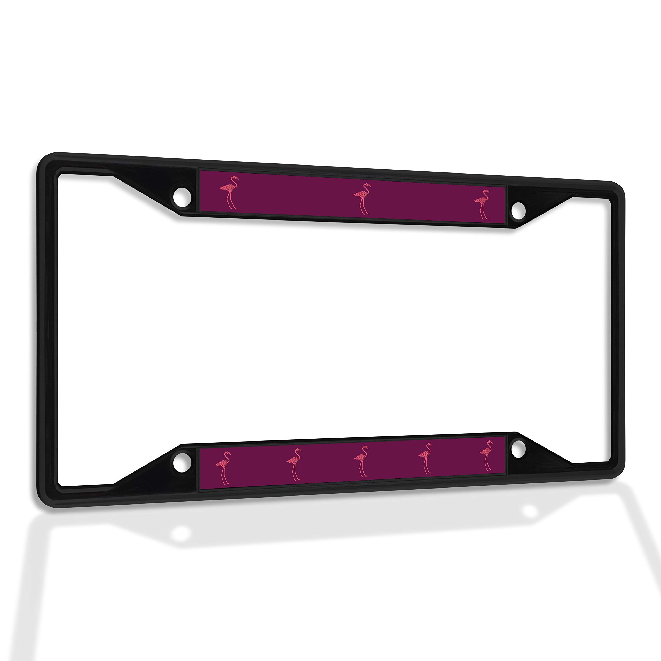 Premium Metal Insert License Plate Frame with Flamingo Design - Weatherproof & Durable 4-Hole Car Accessory (Black) - Perfect for Cars, Trucks & SUVs