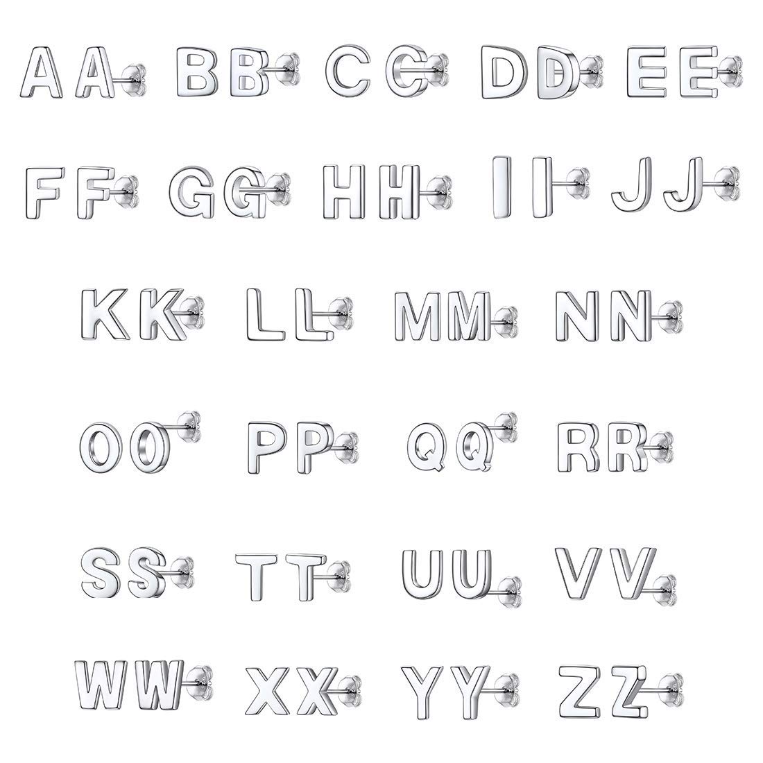 Hypoallergenic 925 Sterling Silver Initial Letter Stud Earrings for Women - Tiny A-Z Alphabet Studs for Sensitive Ears (Gift Box Included) | Perfect for Everyday Wear, Gifts & Special Occasions