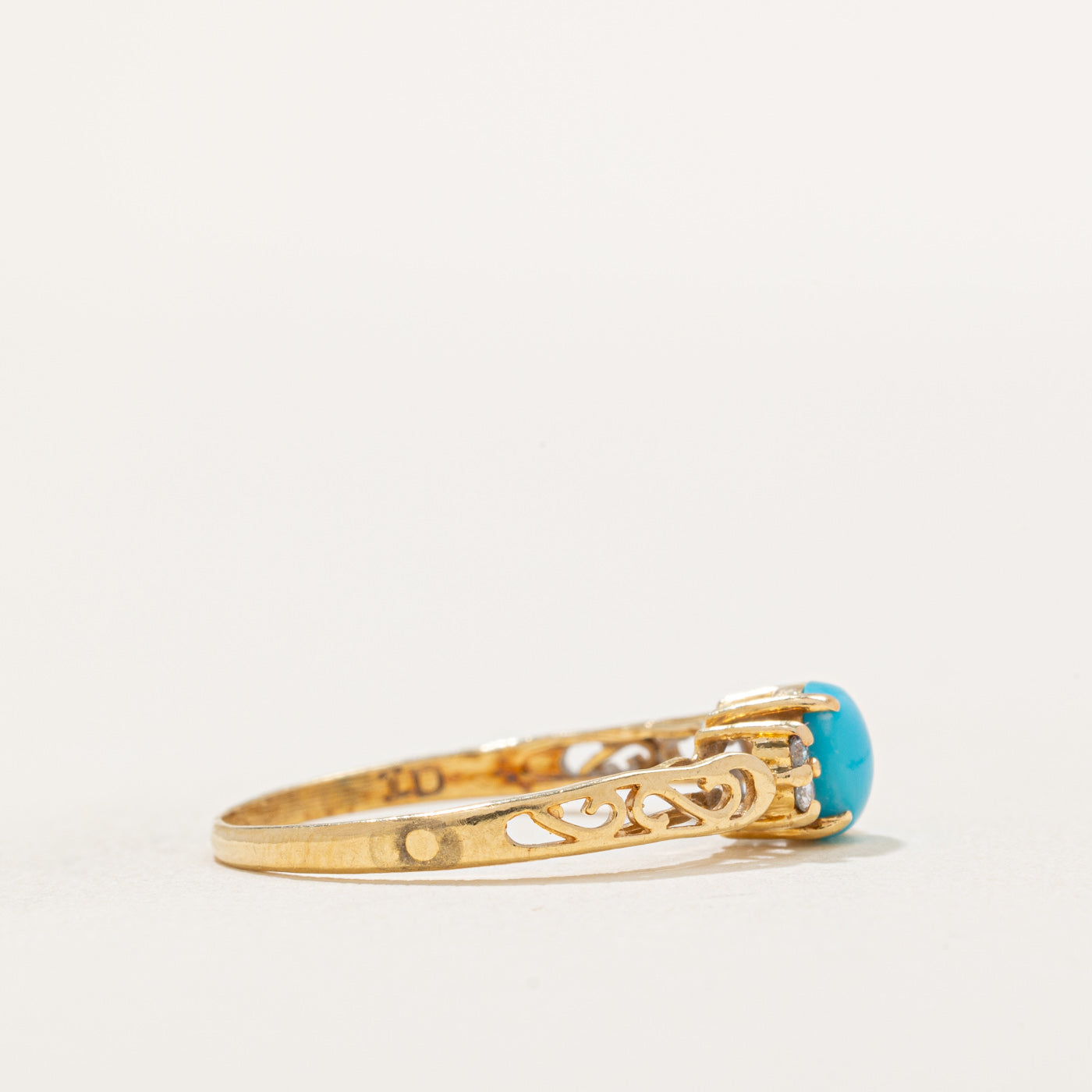 Turquoise and Diamond Ring - 0.30ct Center Stone with 0.02ctw Accents - Size 6.75 - Elegant Birthstone Jewelry for Women - Perfect for Anniversary Gifts, Valentine's Day & Special Occasions