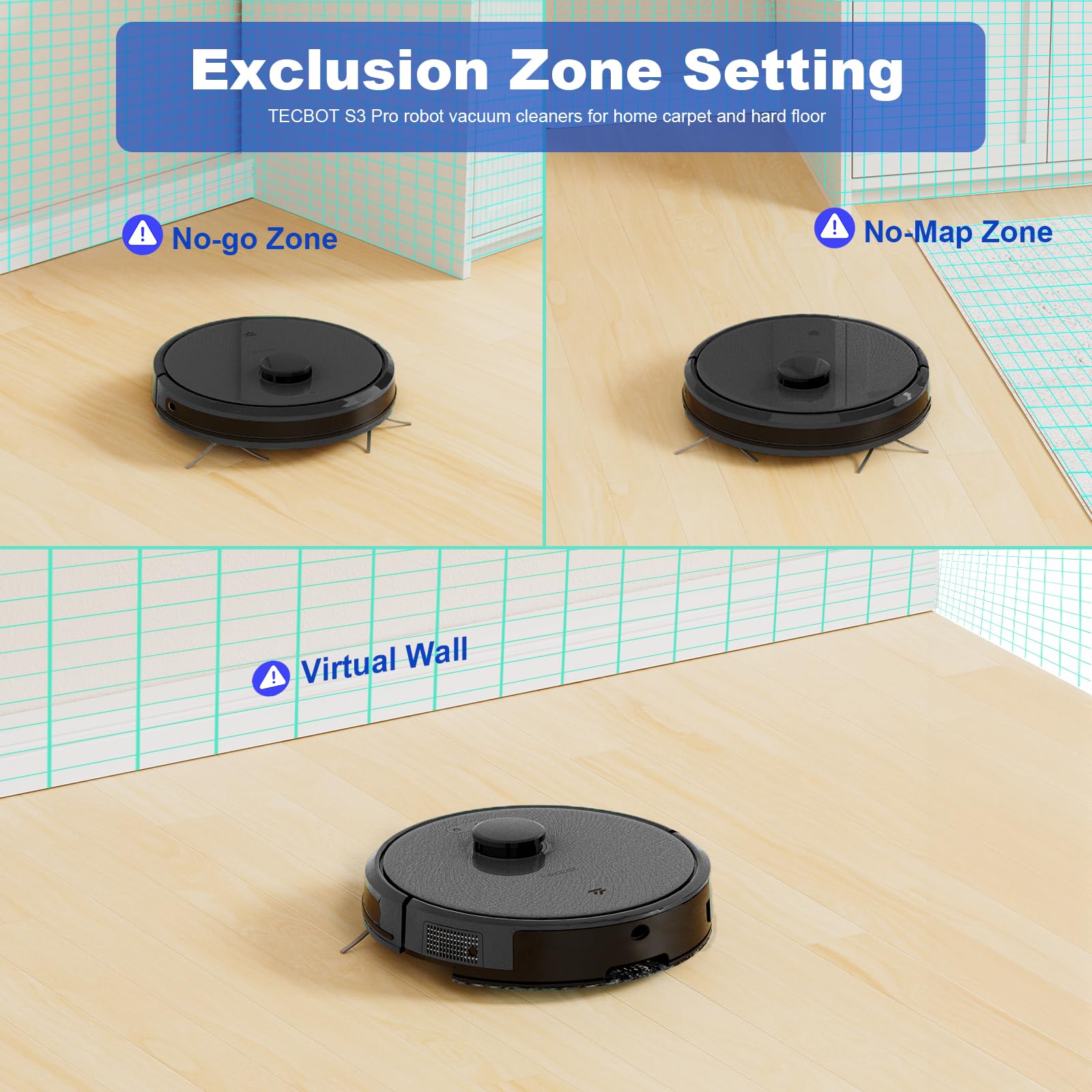 TECBOT S3 PRO Robot Vacuum and Mop Combo with LiDAR Navigation - 4000Pa Strong Suction, 150min Runtime, Auto Recharge - WiFi/App/Alexa Control - Perfect for Hard Floors & Pet Hair (Black) - Ideal for Home Cleaning & Pet Owners
