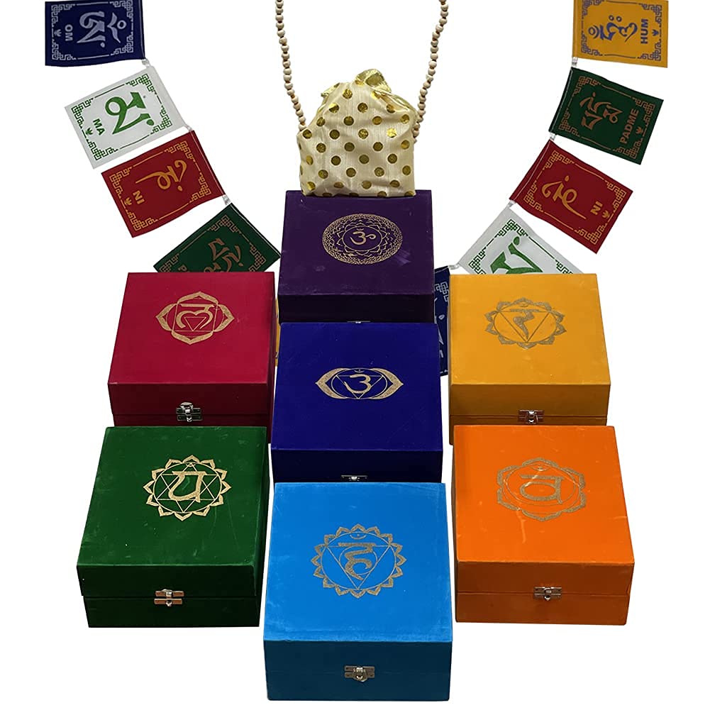 Authentic Tibetan Chakra Singing Bowls Set with Cushion, Mallet, Tulsi Mala Beads & Prayer Flag - Large Size for Meditation, Yoga & Mindfulness Practice | Perfect for Sound Healing, Spiritual Rituals & Home Decor