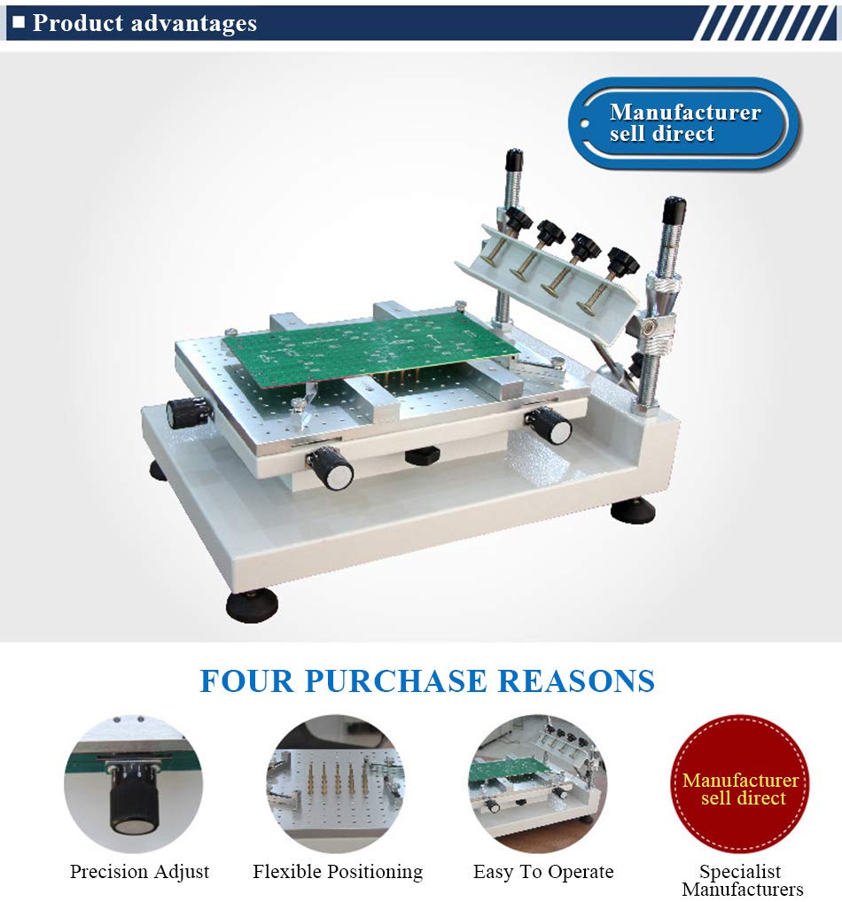 CGOLDENWALL High Precision SMT Stencil Printer - 300x400mm PCB Screen Printing Machine for Solder Paste & Silk Printing | Perfect for PCB Assembly, Circuit Board Manufacturing & DIY Electronics Projects