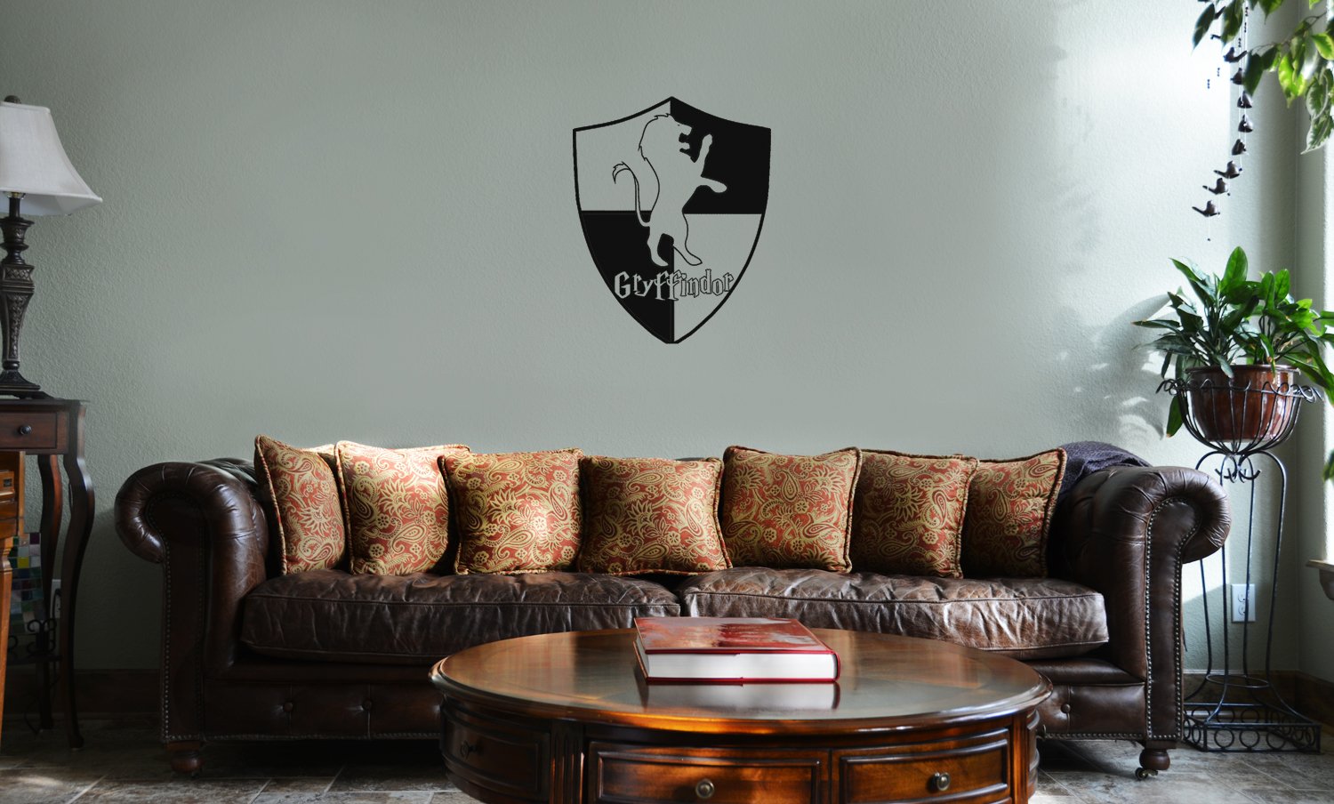 Harry Potter Gryffindor House Lion Shield Vinyl Wall Decal - Black Hogwarts Sticker for Home Decor | Perfect for Bedroom, Dorm & Fan Cave Wall Art