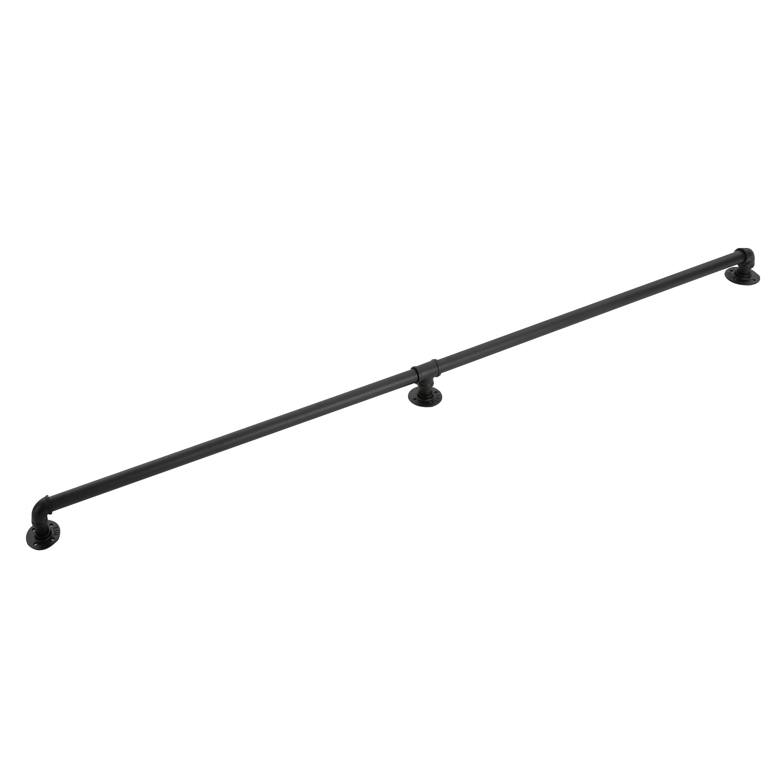 7FT Industrial Iron Stair Handrail - Heavy Duty Pipe Staircase Safety Rail with Wall Mount for Indoor & Outdoor Use | Perfect for Home, Office, Warehouse & Public Spaces