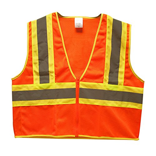 High Visibility Class 2 Two-Tone Mesh Safety Vest - Orange Reflective Work Vest (2XL, Pack of 36) - Ideal for Construction, Road Work & Emergency Responders