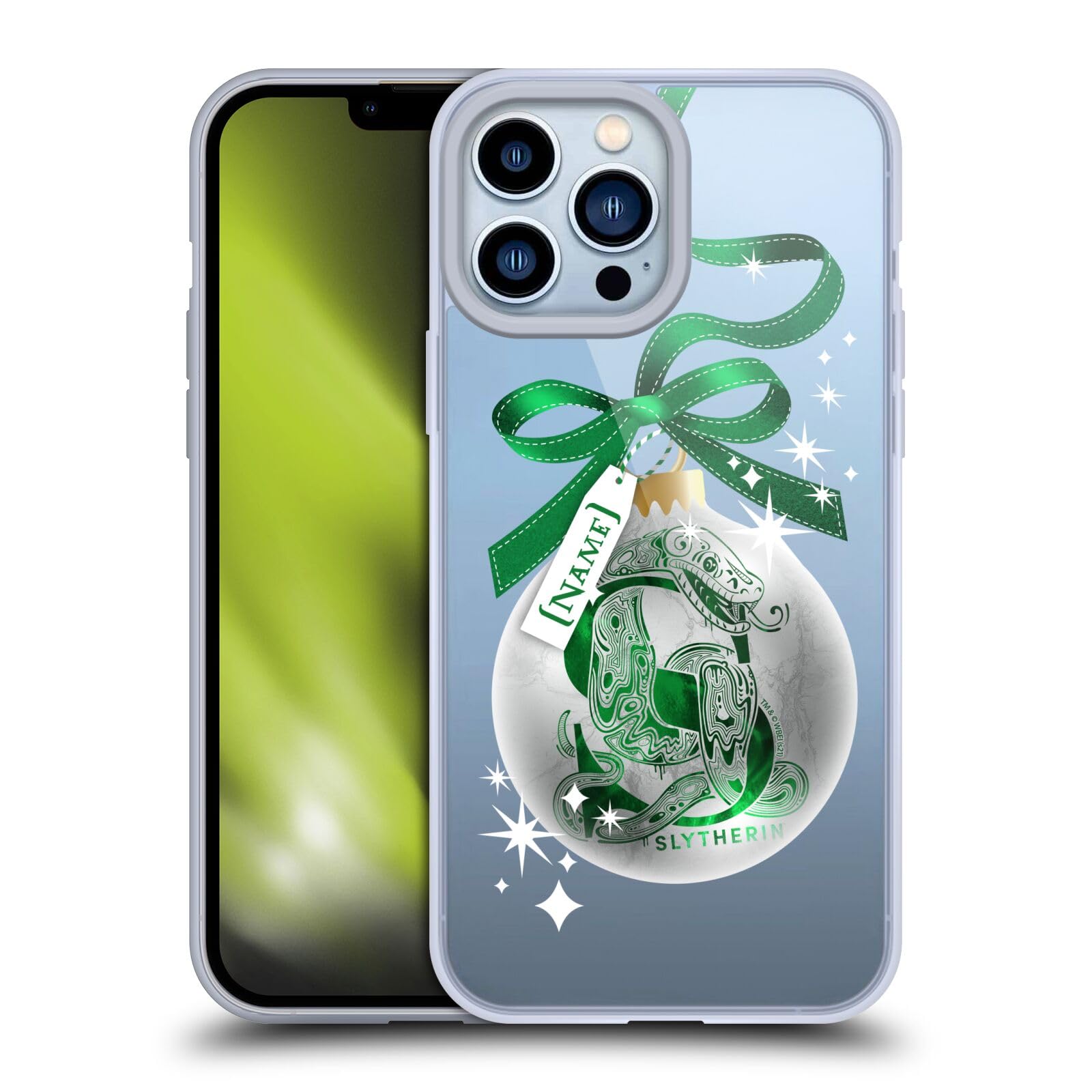 Official Harry Potter Slytherin Deathly Hallows Custom Name Soft Gel Case for iPhone 13 Pro Max - Perfect for Fans, Cosplay & Daily Protection