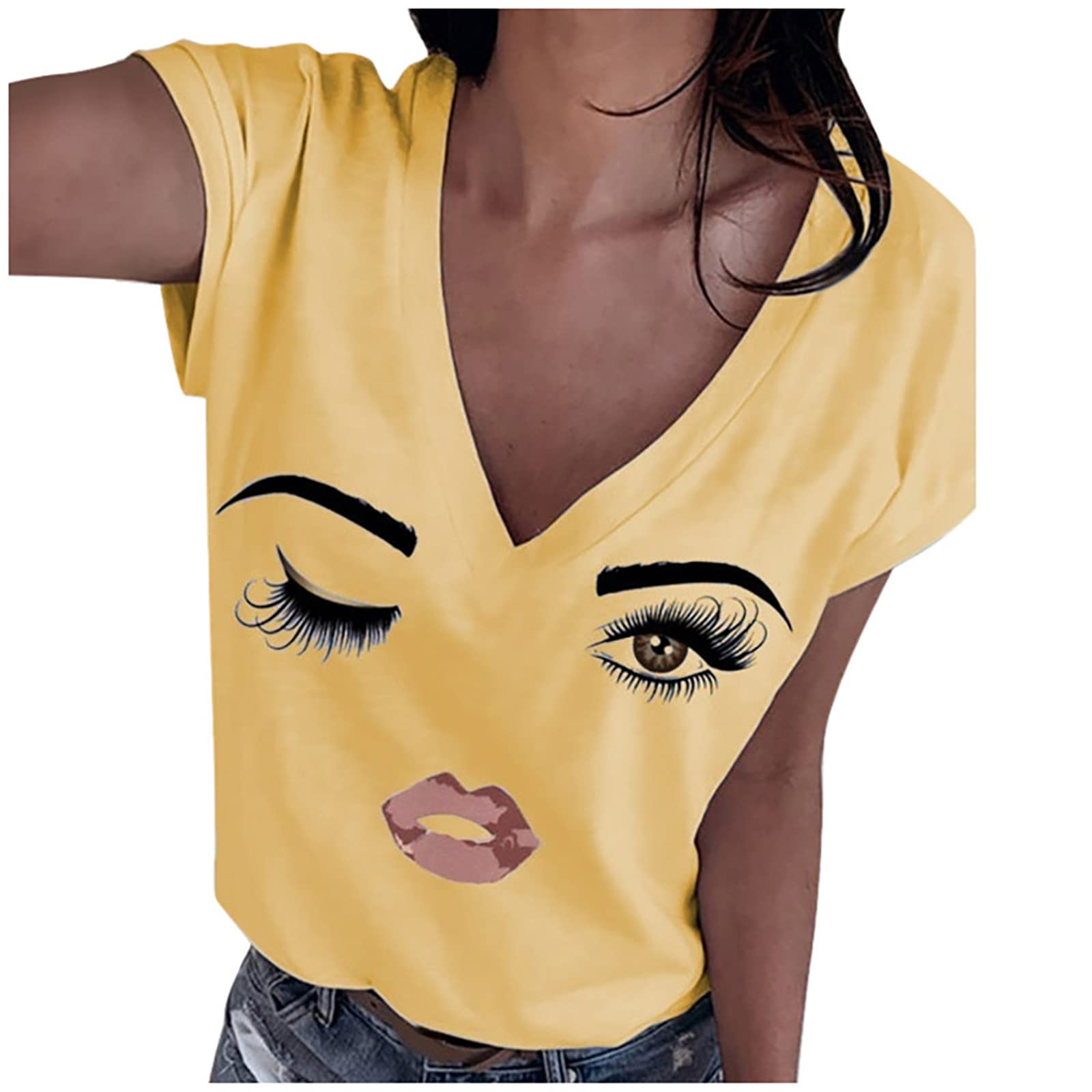 Women's Long Sleeve T-Shirt - Soft Cotton Casual Button Up Shirt for Women (Yellow) - Perfect for Office Wear, Date Night & Everyday Outfits