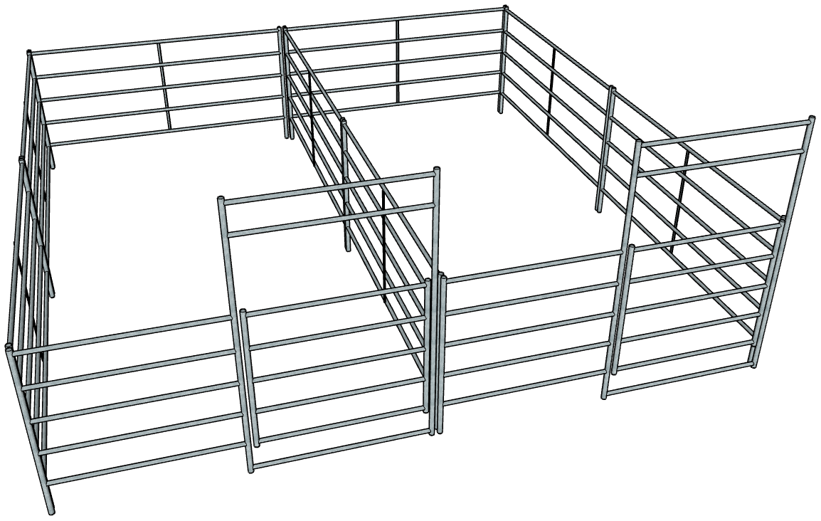 2 Side by Side Galvanized 10 Ft X 20 Ft 5 Rail Stall Kits - Heavy Duty Metal Horse Stall Panels for Barns, Stables & Pastures - Perfect for Equine Shelter & Livestock Management