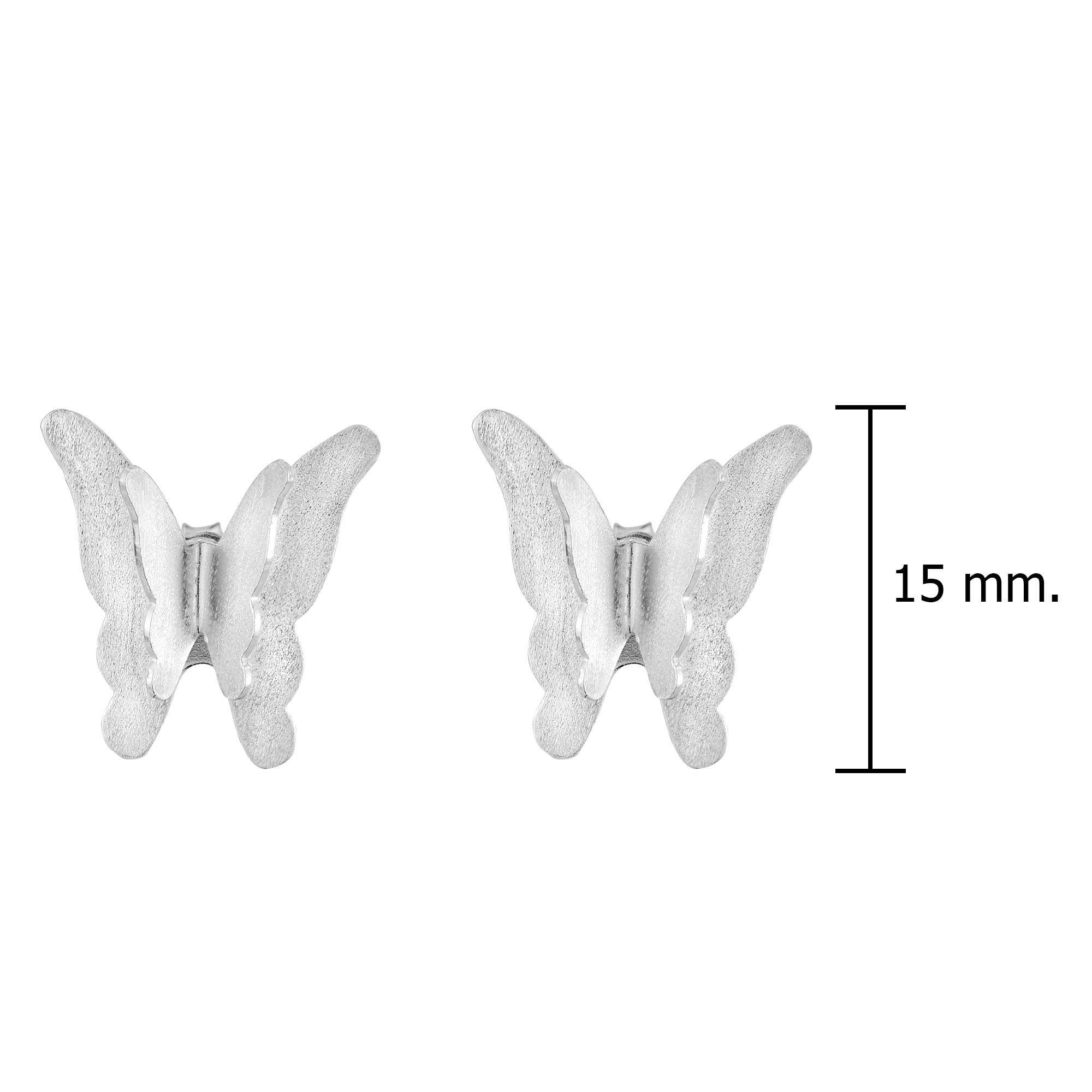 Aeravida Ethereal Wings Fluttering Butterfly Satin Brushed .925 Sterling Silver Stud Earrings for Women | Hypoallergenic Butterfly Jewelry | Perfect for Weddings, Date Nights & Special Occasions