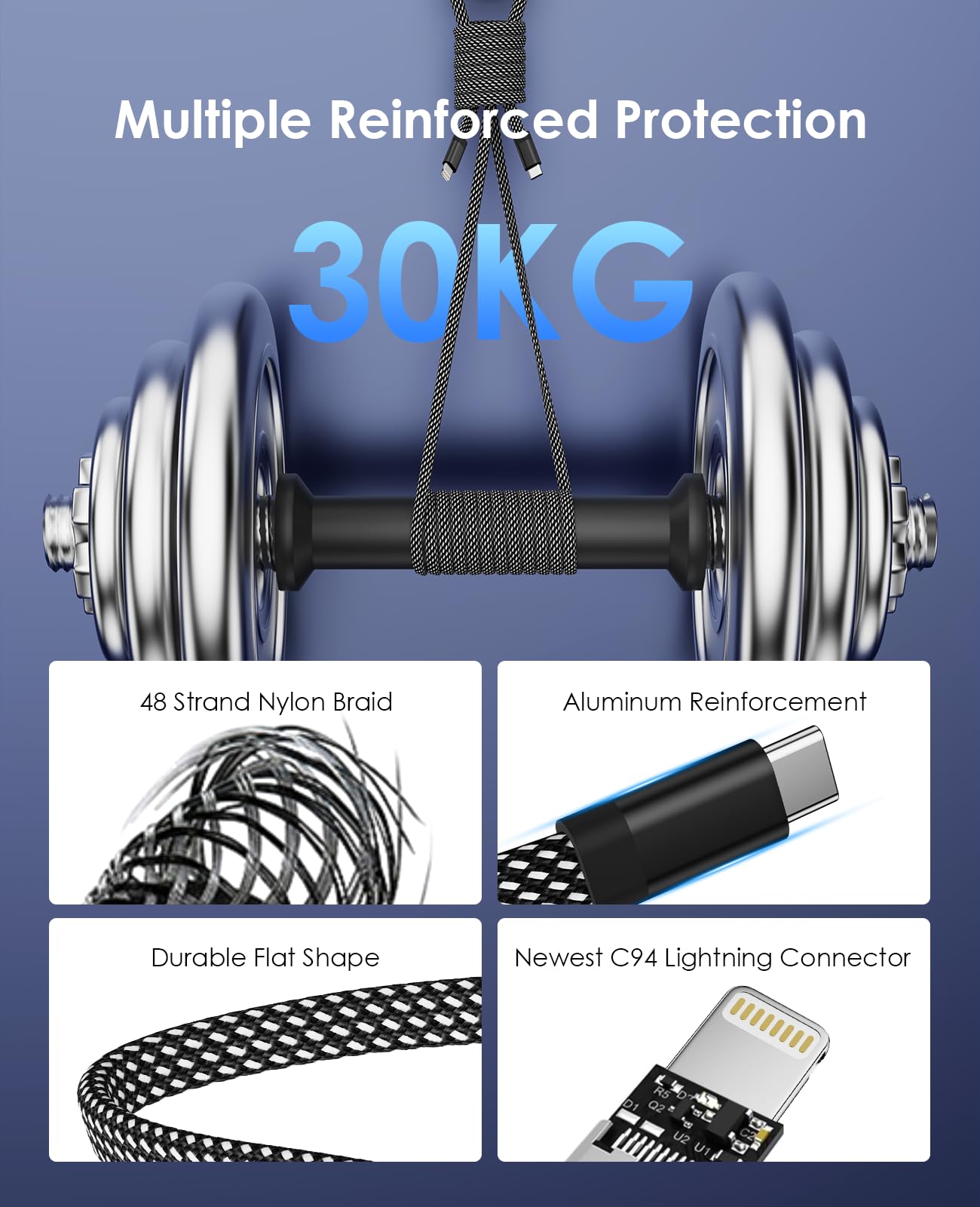 Magtame MFi Certified Magnetic USB C to Lightning Cable - 3.3ft Coiled Braided Fast Charging Cable for iPhone 14/13/12/11/8/SE - Durable Flat Design for Home, Office & Travel Charging