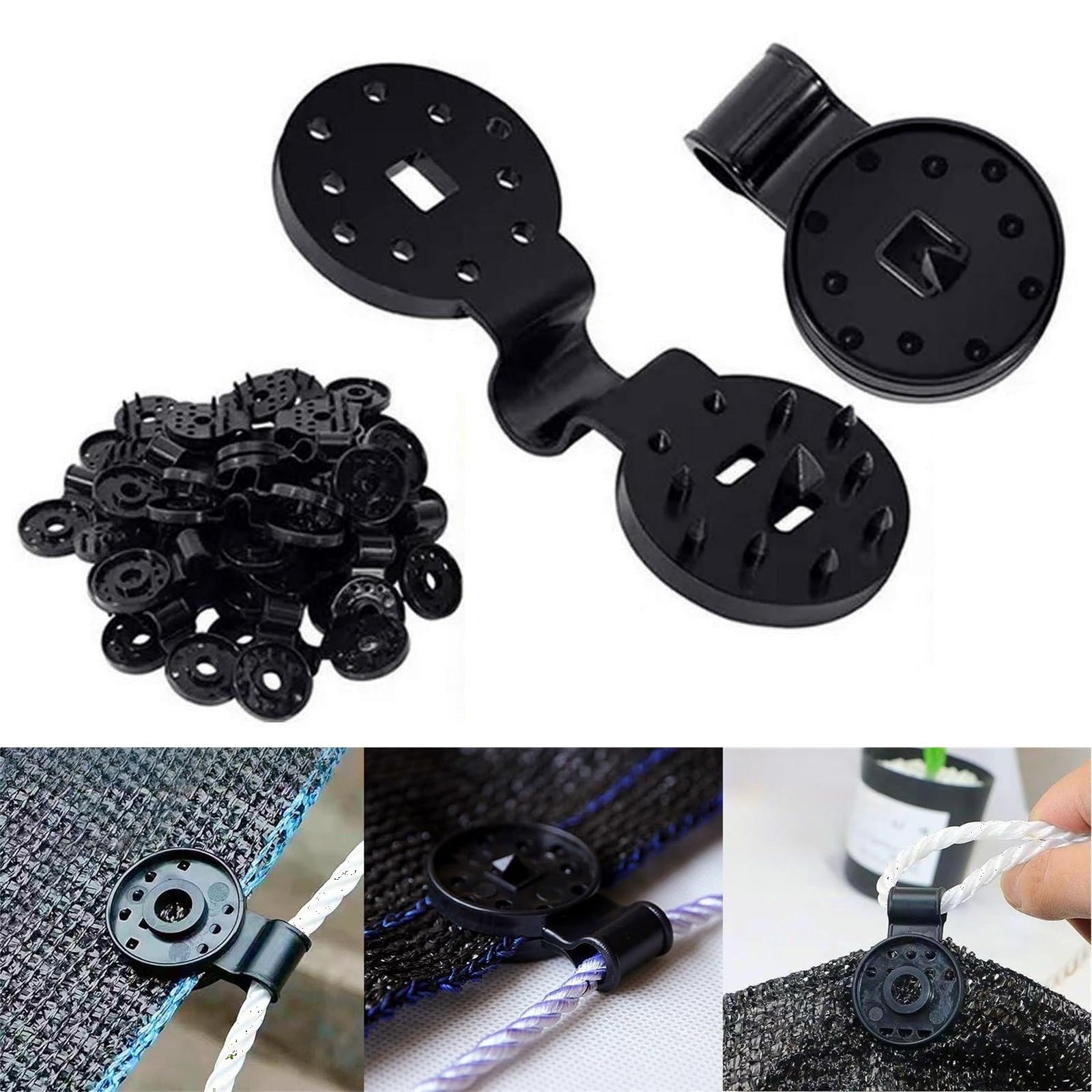 Heavy Duty Reusable Shade Cloth Clips - 100PCS Windproof Plastic Lock Grips for Greenhouse, Awning, Tent & Garden Sun Shade Netting - Perfect for Outdoor Protection & Plant Care