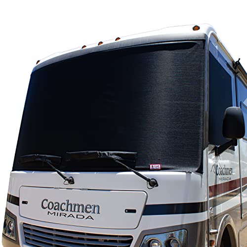 ShadePro RV Windshield Sunshade - Universal Front Window Cover for Class A Motorhomes & Holiday Rambler RVs | Blocks UV Rays & Heat | Includes Driver & Passenger Side Covers | Perfect for Summer Travel & Outdoor Camping