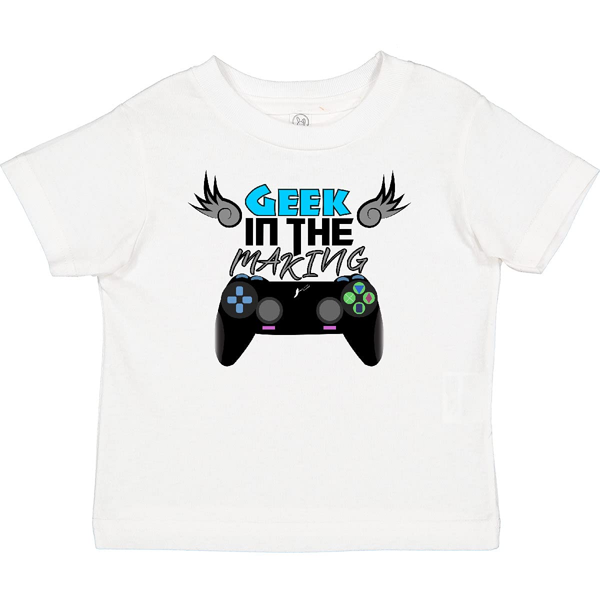 Inktastic Geek in The Making Black Video Game Controller Toddler T-Shirt - Cute Gamer Outfit for Kids Birthday & Family Events