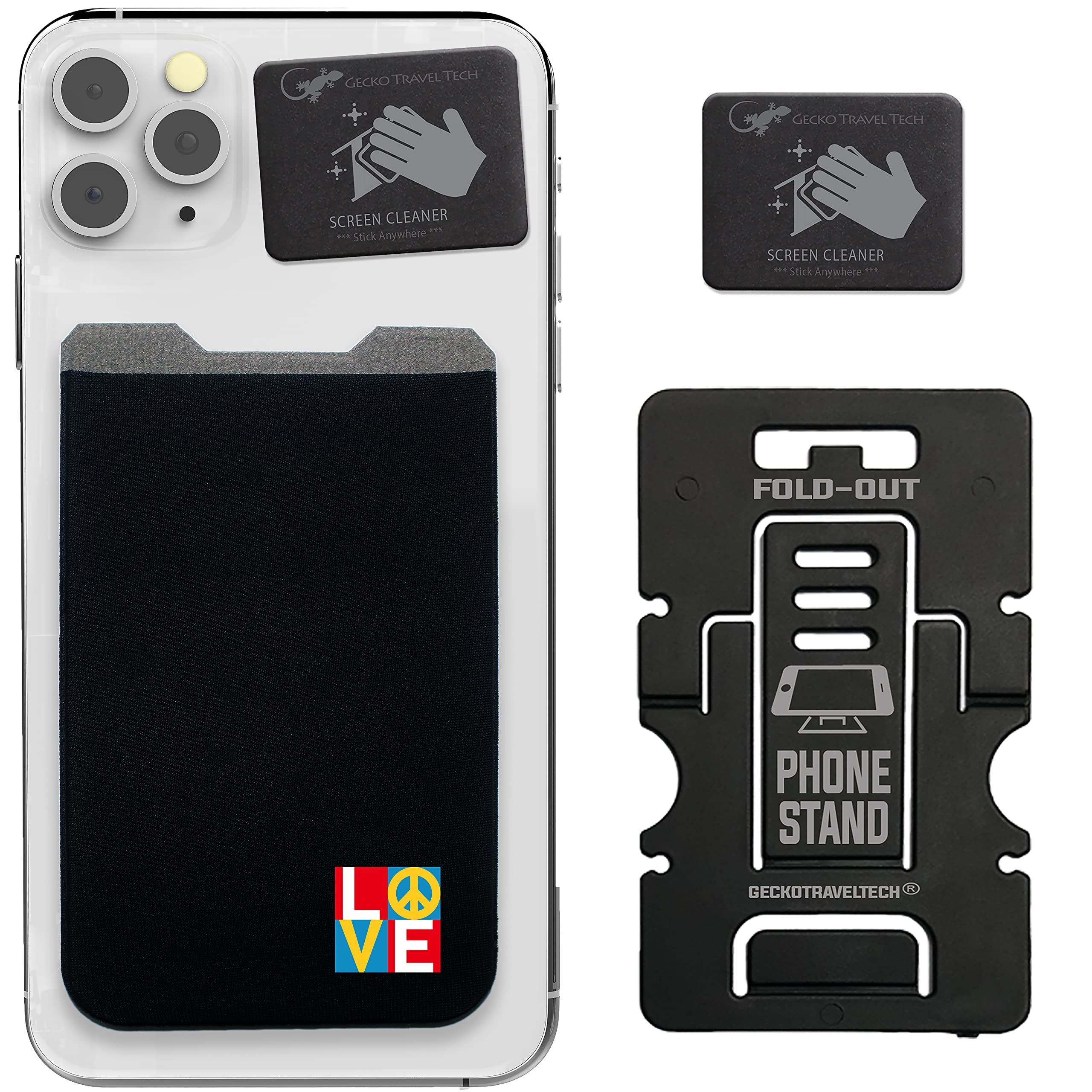 Gecko Stick-On Phone Wallet - Adhesive Lycra Card Holder for iPhone & Android - Slim Credit Card & Cash Pouch - Perfect for Gym, Running & Travel Accessories