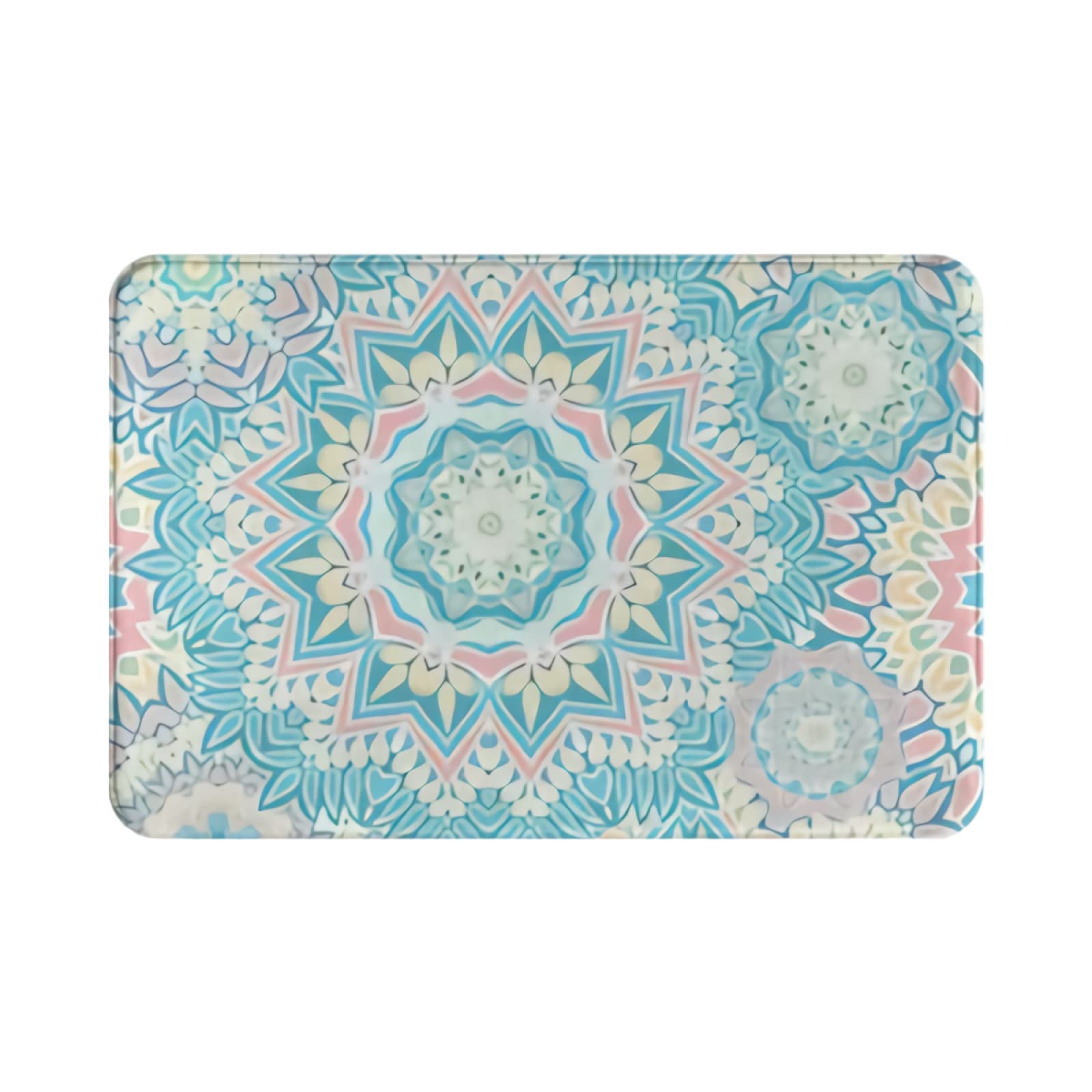 Boho Medallion Flower Bath Mat Set - Non-Slip Washable Flannel Floor Rug for Bathroom, Bedroom, Entryway & Kitchen (15.7x26.3 in) - Perfect for Christmas Decor, Snowflake Design & Indoor Home Decor