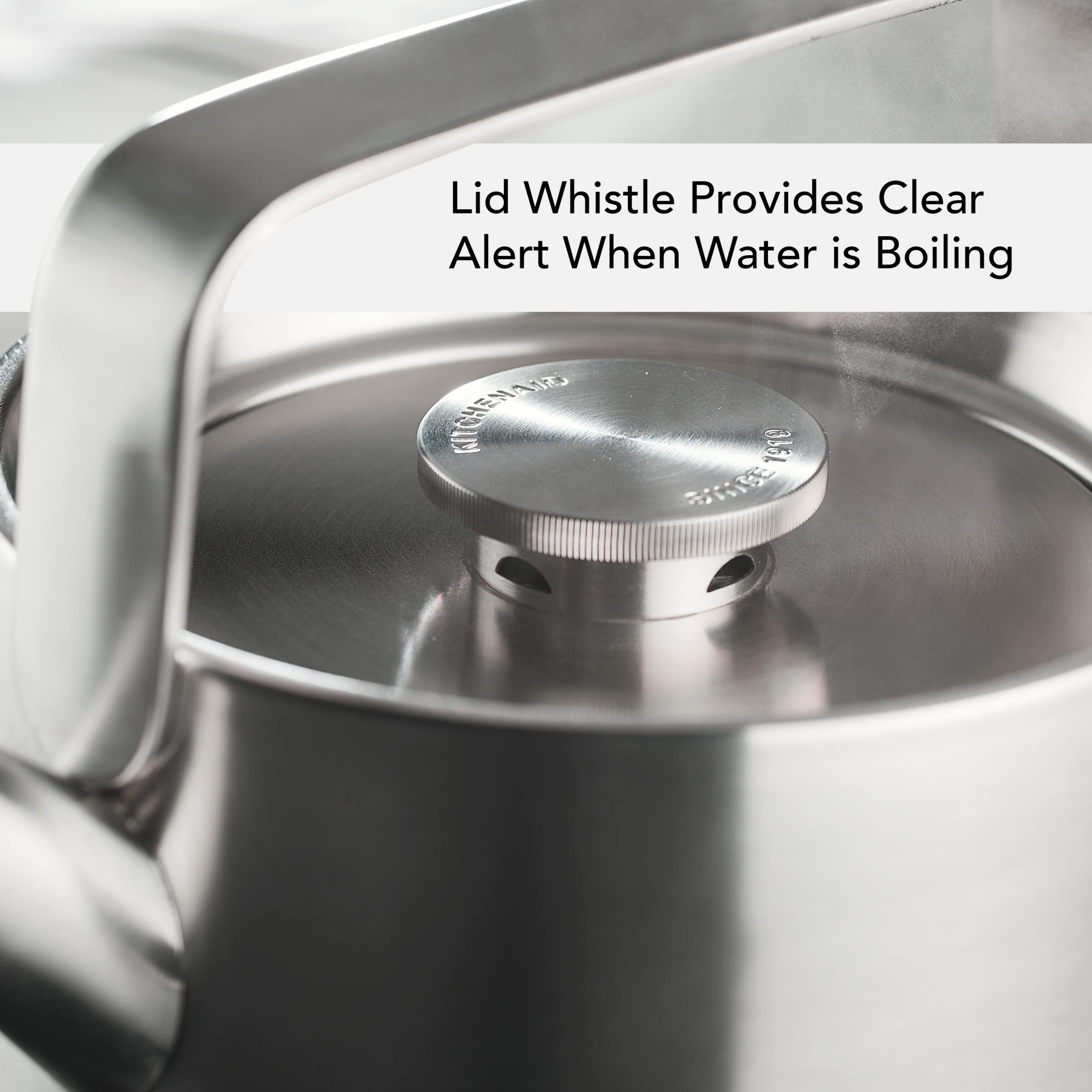 KitchenAid 1.9 Quart Stainless Steel Whistling Tea Kettle - Brushed Finish for Stovetop Use | Perfect for Boiling Water for Tea, Coffee & Cooking | Durable & Stylish Kitchen Essential