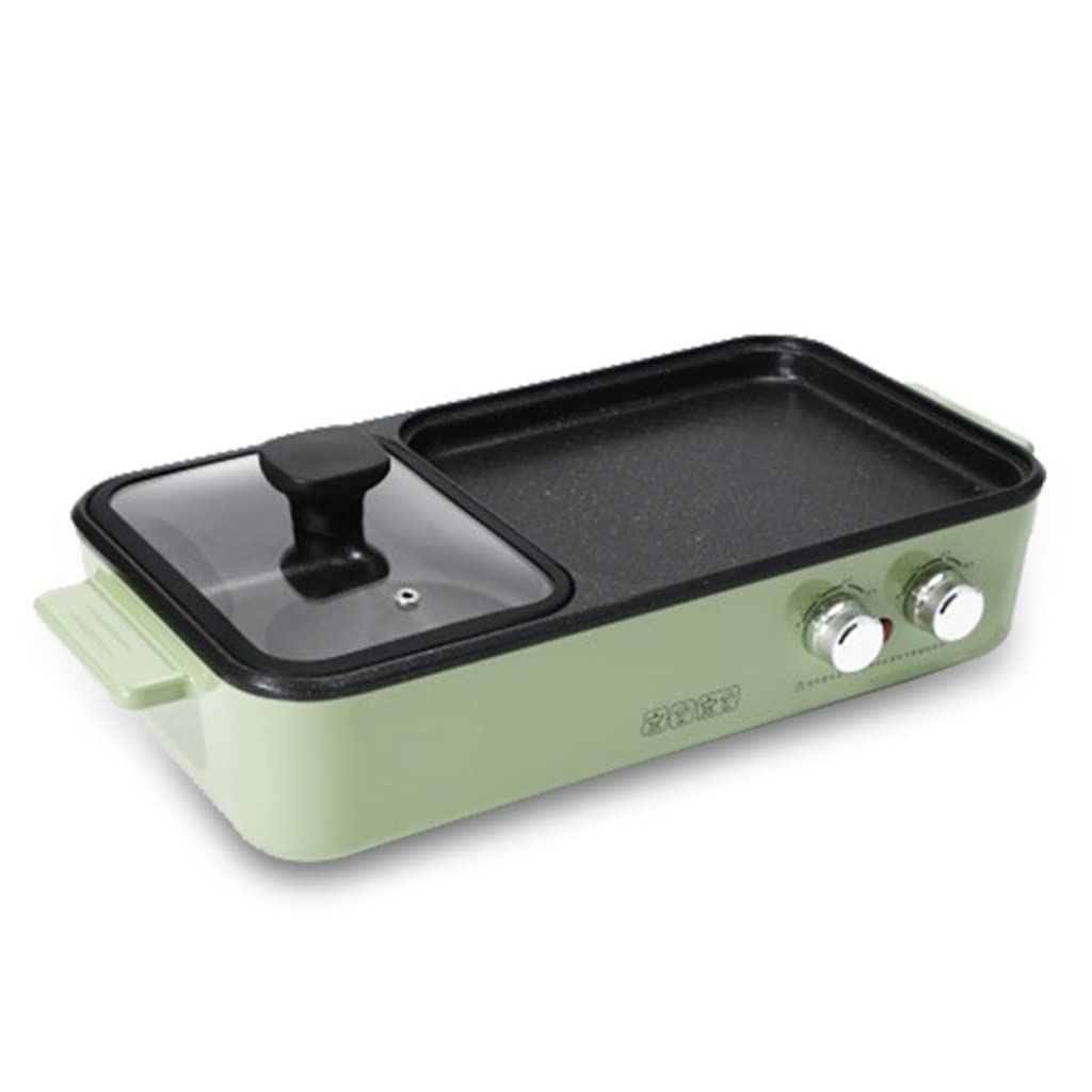 Multi-Function Electric Hot Pot & Grill - Thickened Aluminum Alloy BBQ Hotpot with Dual Control Switch - Perfect for Indoor/Outdoor Camping, Parties & Family Gatherings (Green)