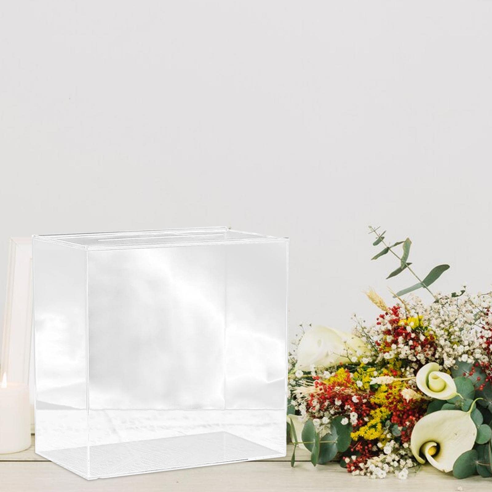 Durable Clear Acrylic Wedding Card Box - Anniversary Gift Holder for Events