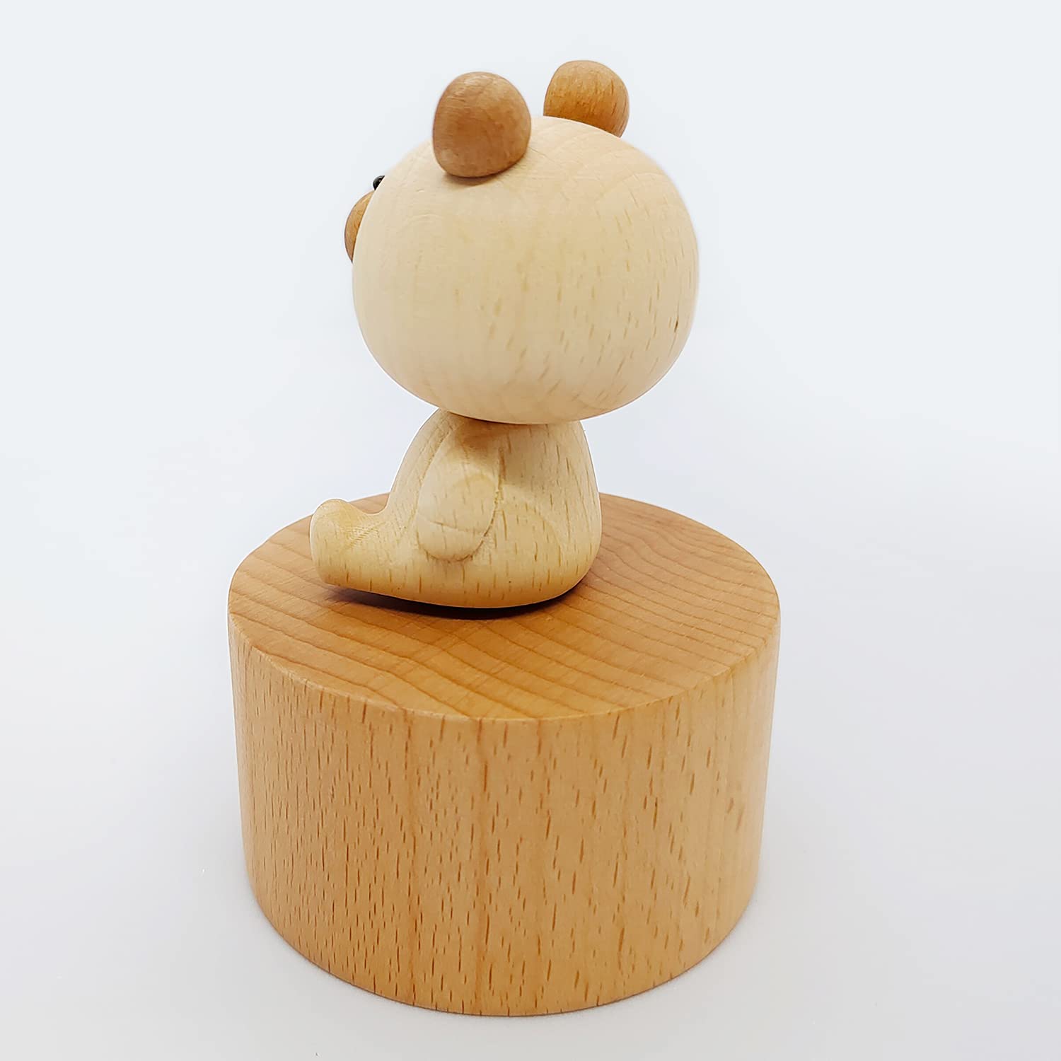 Mini Wooden Bear Music Box - Handmade Mechanical Animal Music Box Plays Castle in The Sky - Unique Gift for Kids, Friends & Couples - Perfect for Birthdays, Anniversaries & Romantic Surprises