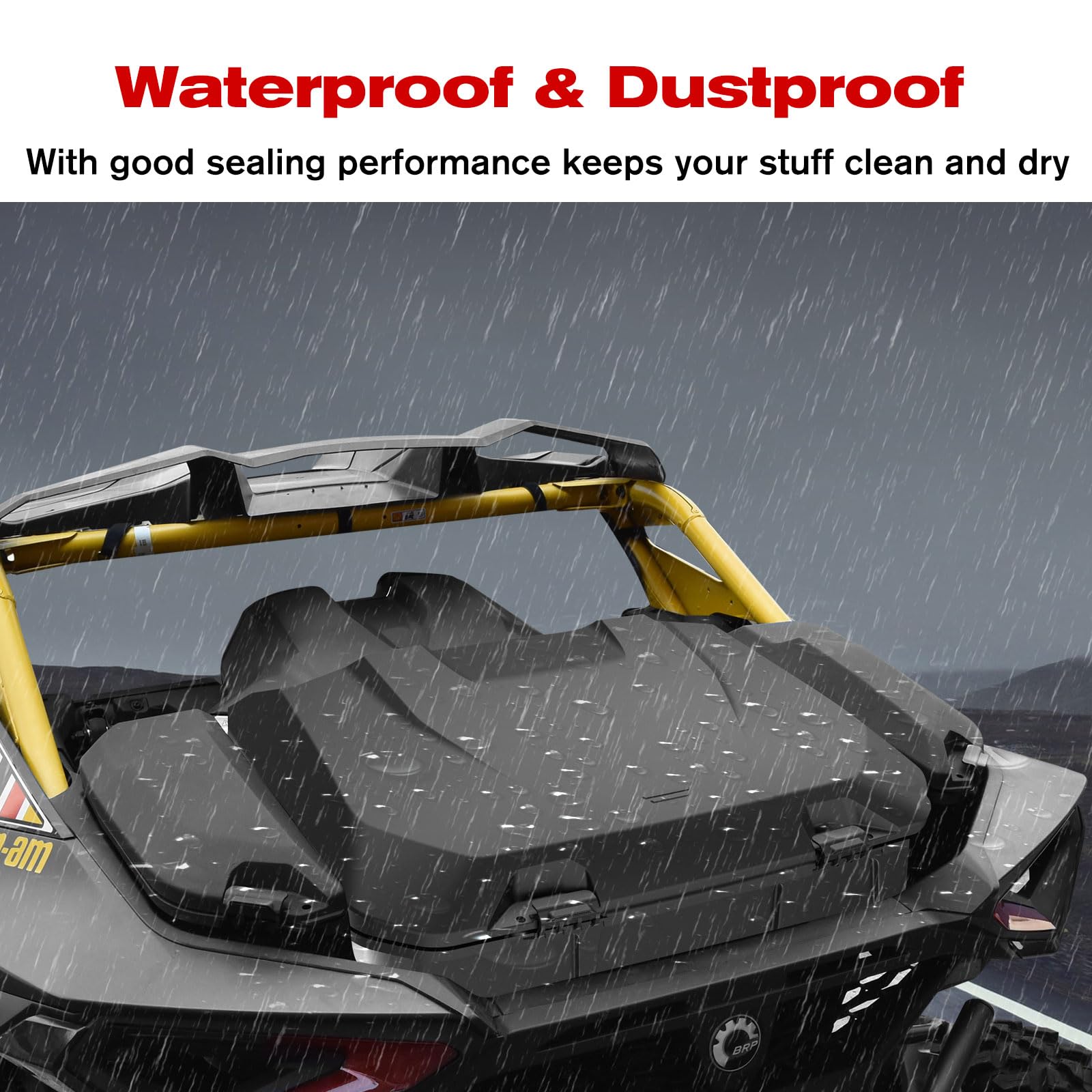 2024-2025 Can-Am Maverick R/X/XRS Rear Cargo Storage Box - 96L Waterproof Poly Trunk with LinQ Rack System | Replacement for #715007182 | Perfect for Off-Road Adventures, Camping Gear Storage & UTV Accessories