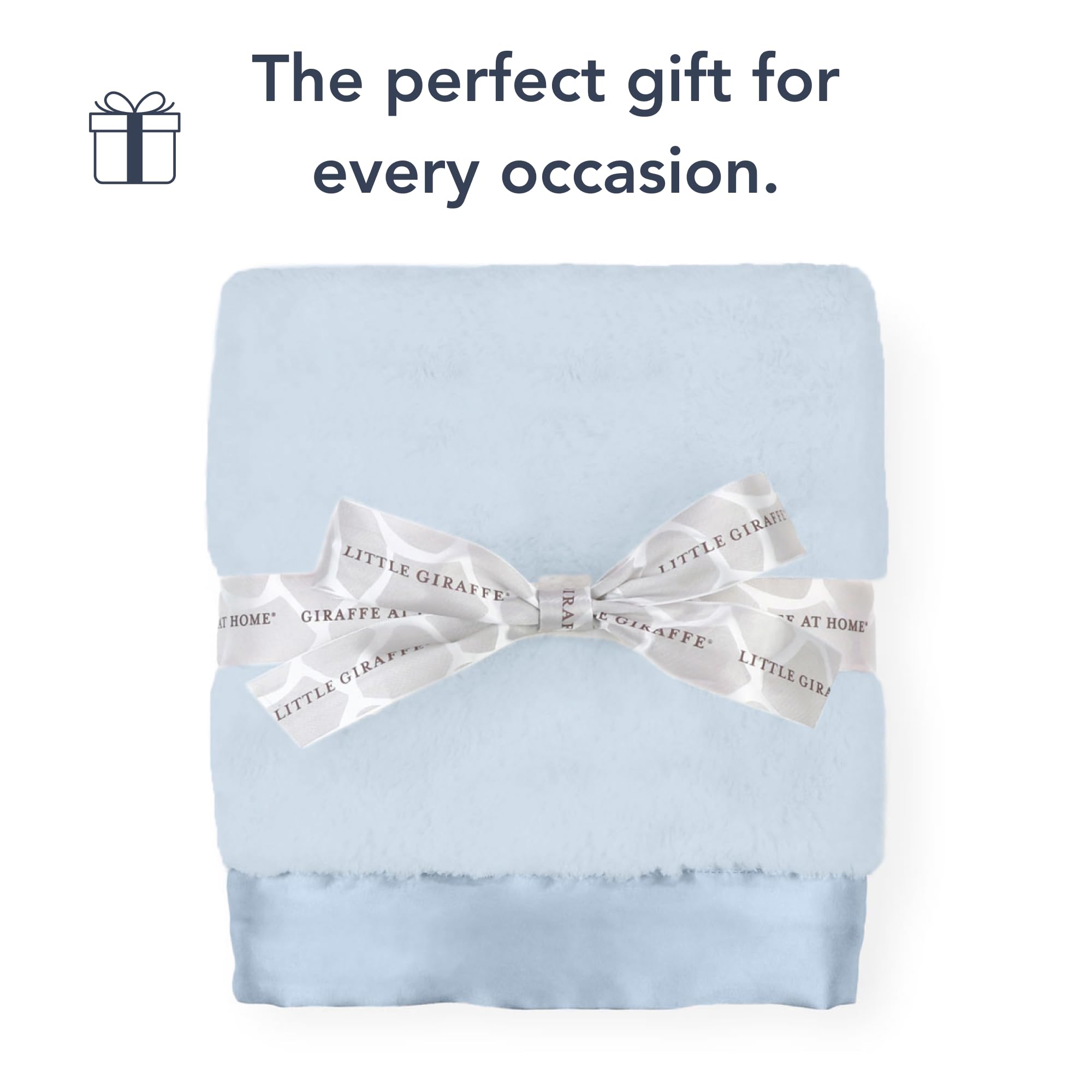 Little Giraffe Baby Blanket - Ultra Soft Plush Blanket with Satin Trim for Newborns - 29x35 Inch Stroller & Crib Blanket - Perfect Baby Shower Gift in Blue - Ideal for Nursery, Swaddling & On-the-Go Comfort