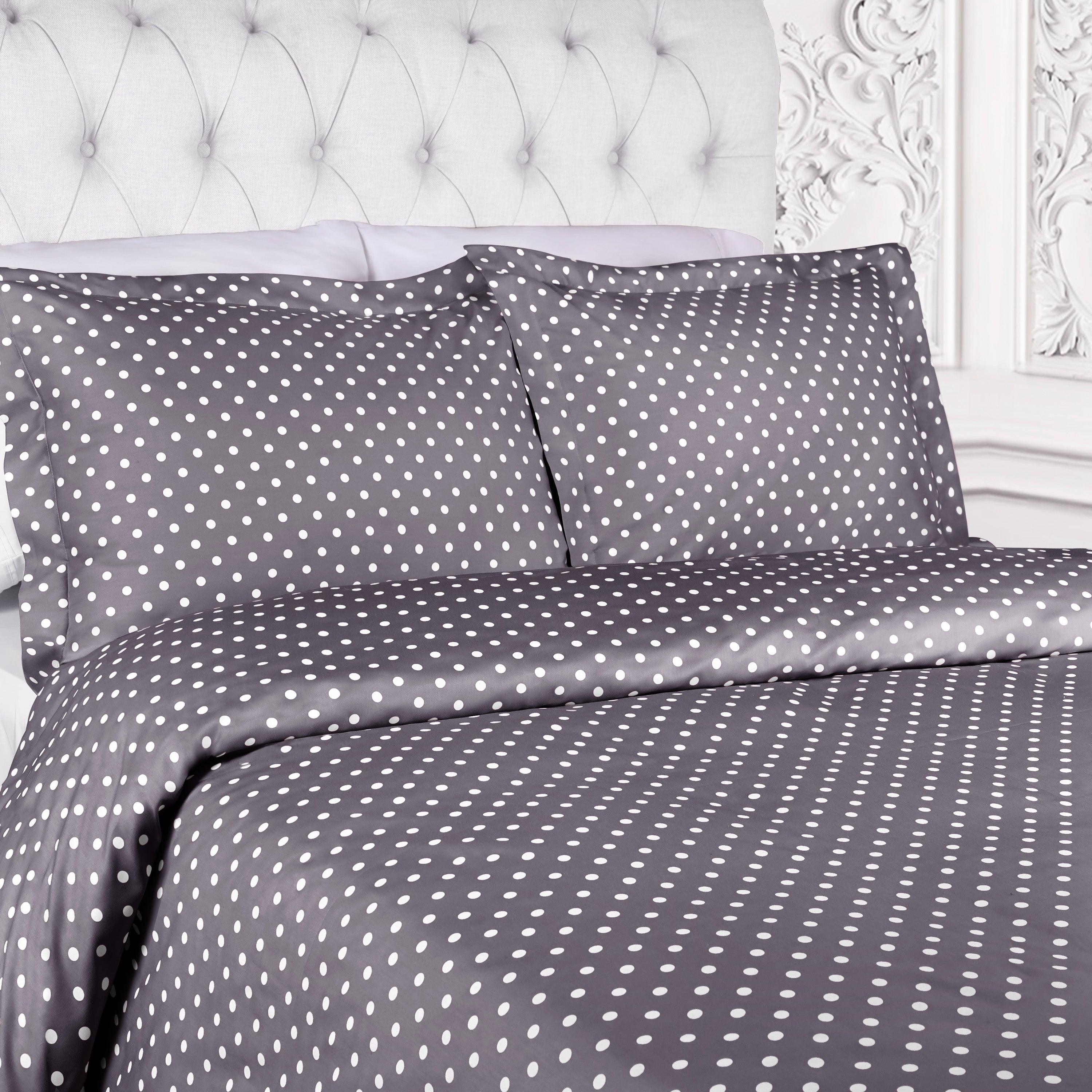 Premium 600 Thread Count Cotton Blend Polka Dot Duvet Cover Set - Soft & Breathable Bedding for Cozy Nights - Perfect for Master Bedroom, Guest Room & Dorm Decor
