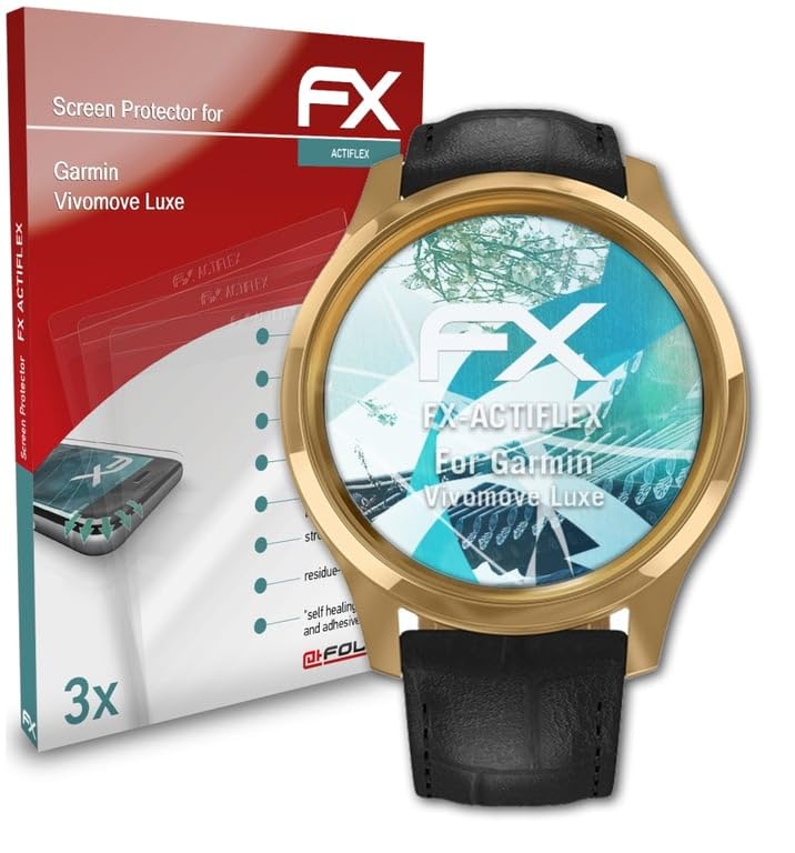 Garmin Vivomove Luxe Screen Protector - Ultra Clear Flexible FX Film (3-Pack) - Scratch-Resistant Protection for Smartwatch Display During Workouts & Daily Use