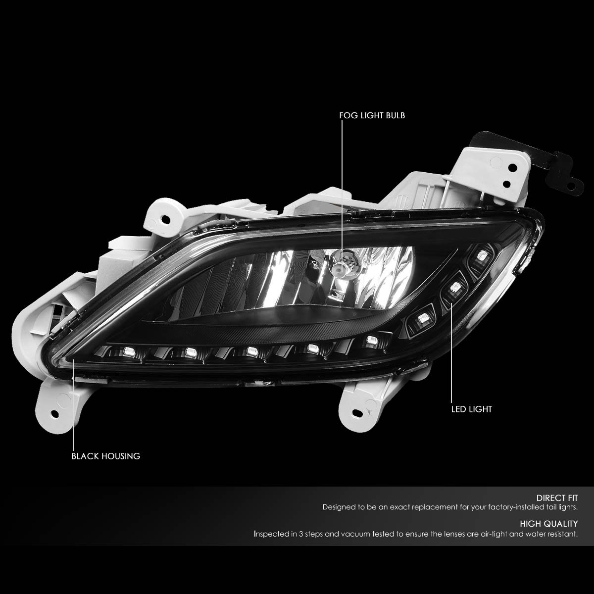 Auto Dynasty Compatible Fog Lights for Hyundai Veloster - Pair of White LED DRL Bumper Lights with Black Housing & Clear Lens | Perfect for Night Driving, Off-Road Adventures & Enhanced Visibility