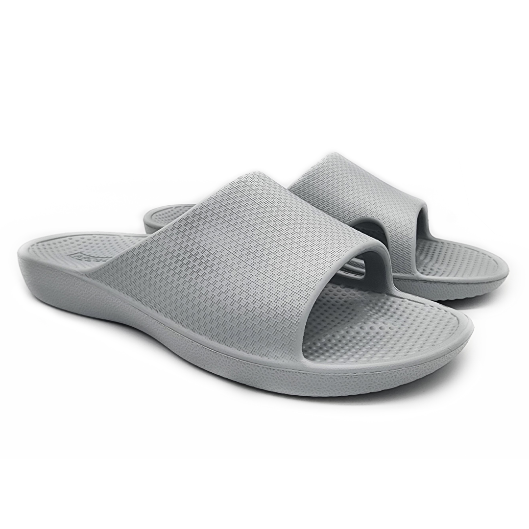 Archline Rebound Orthotic Slides for Plantar Fasciitis Relief - Stone Grey - Comfortable Recovery Sandals for Men & Women - Perfect for Post-Surgery, Home & Outdoor Use