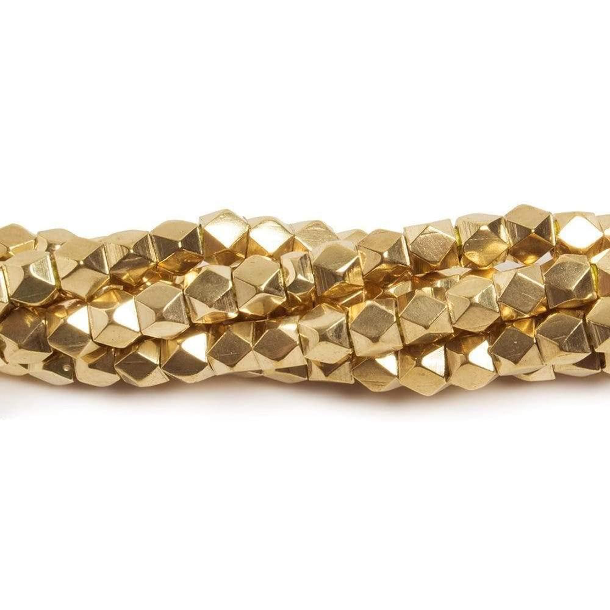 4mm Brass Hand Polished Faceted Nugget Beads for Jewelry Making - DIY Bracelet, Necklace, Earrings & Anklet Charms - 50 Pieces 8 Inch Strand - Perfect for Boho, Handmade & Craft Projects