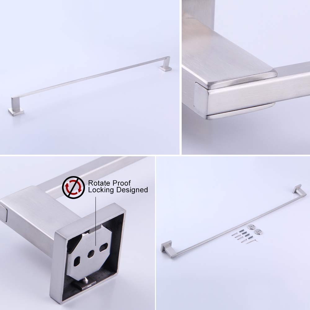 BEIGEEWY 36-Inch SUS 304 Stainless Steel Towel Bar - Modern Brushed Finish Wall Mounted Bathroom Towel Holder for Spa, Hotel & Home Decor
