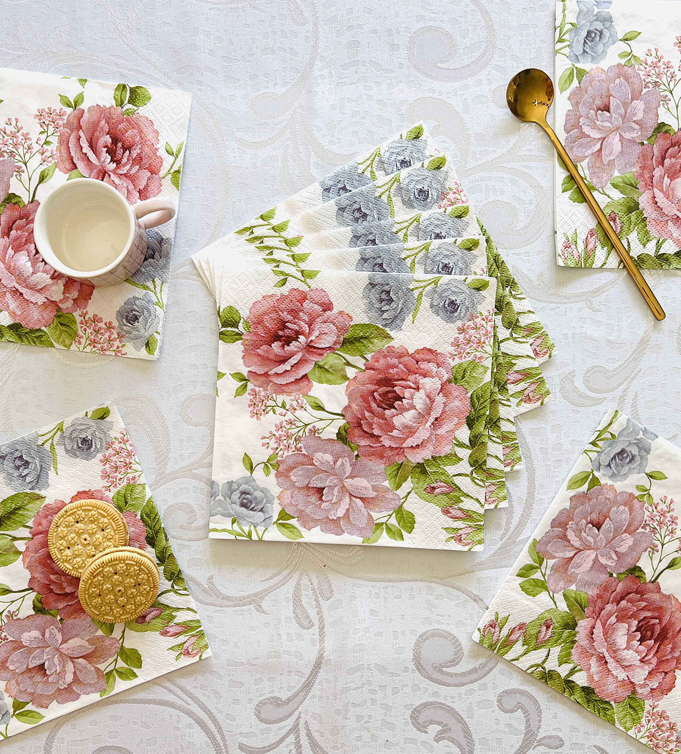 Julietta Pink Roses 3-Ply Paper Napkins - 13