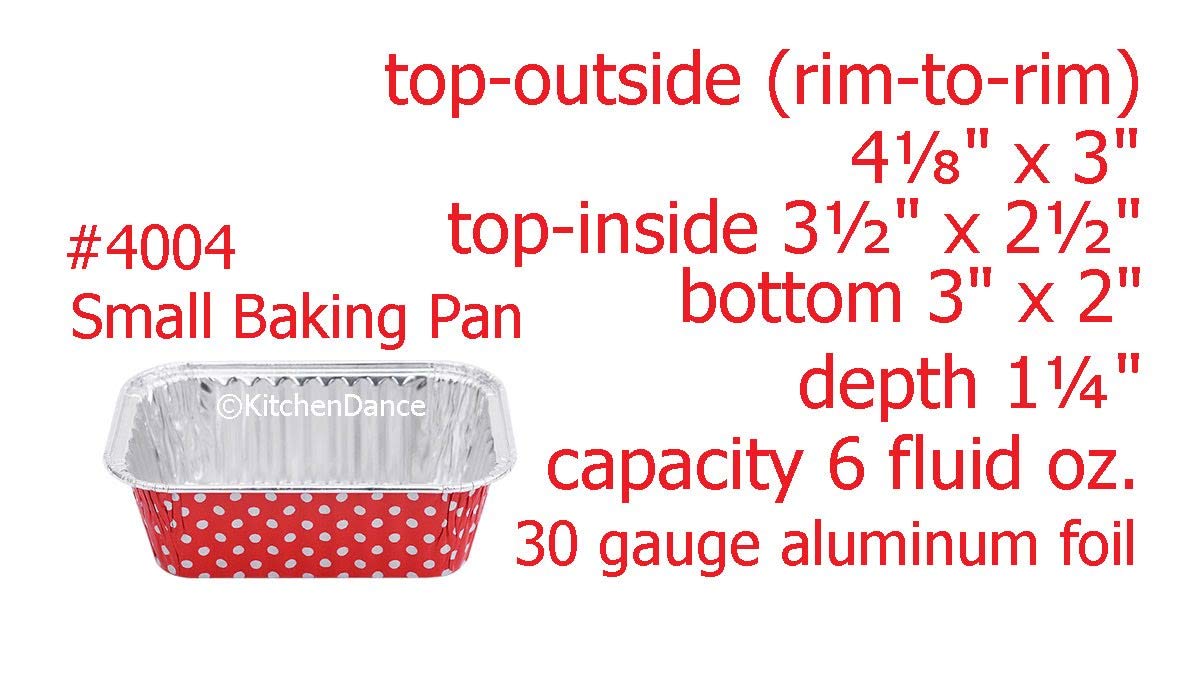 KitchenDance 6oz Disposable Aluminum Mini Loaf Pans (1000 Pack) - Red Polka Dot Design, No Lids | Perfect for Baking Individual Desserts, Party Favors & Meal Prep