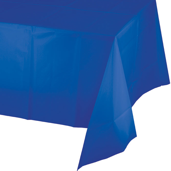 12-Piece Bulk Cobalt Blue Plastic Table Covers - Waterproof Disposable Party Tablecloths for Birthday, Wedding & Holiday Decorations