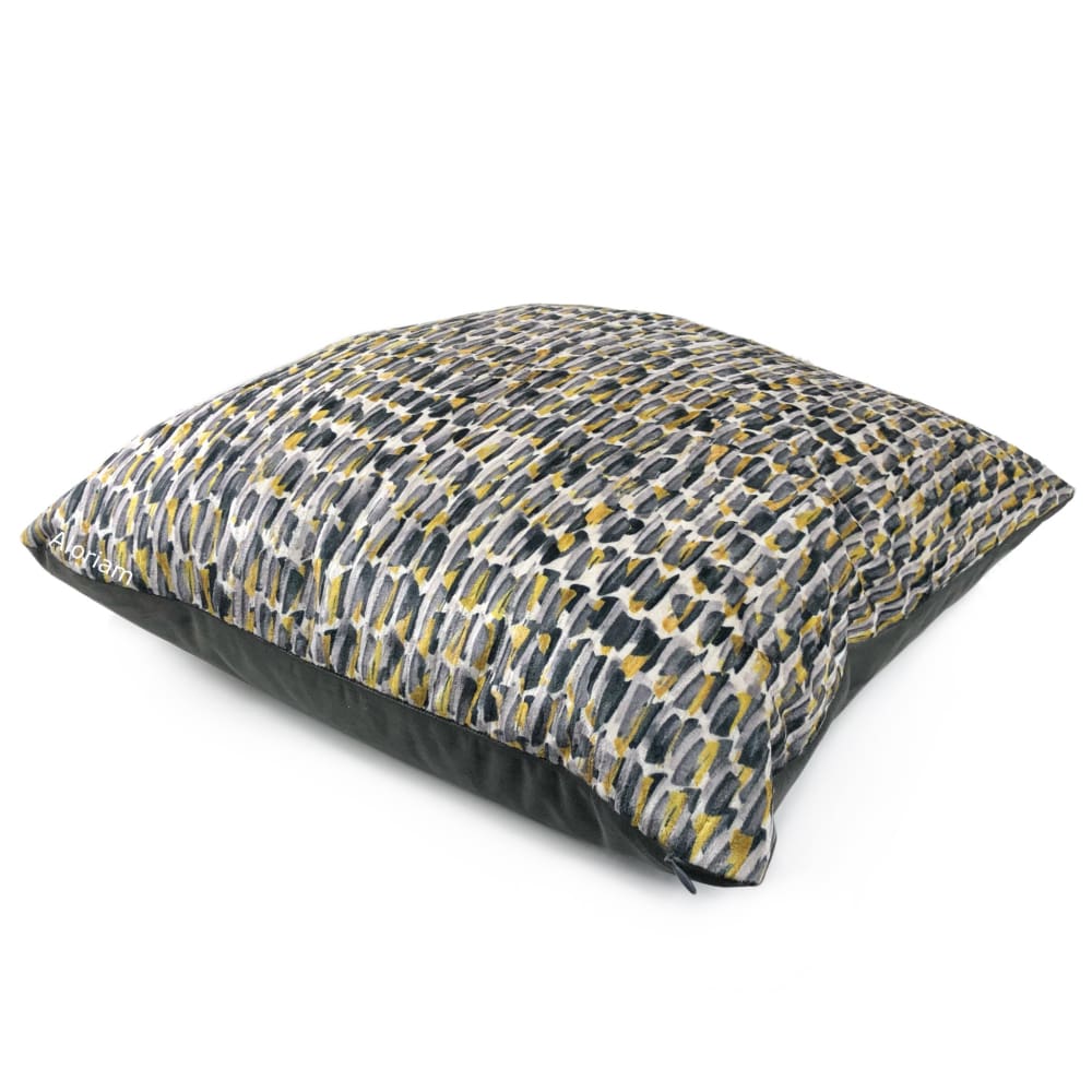 Symon Gray Yellow Abstract Paint Dabs Velvet Pillow Cover - Soft Decorative Throw Pillow Case for Sofa, Bed, Couch - Modern Home Decor Accent (On Sale)