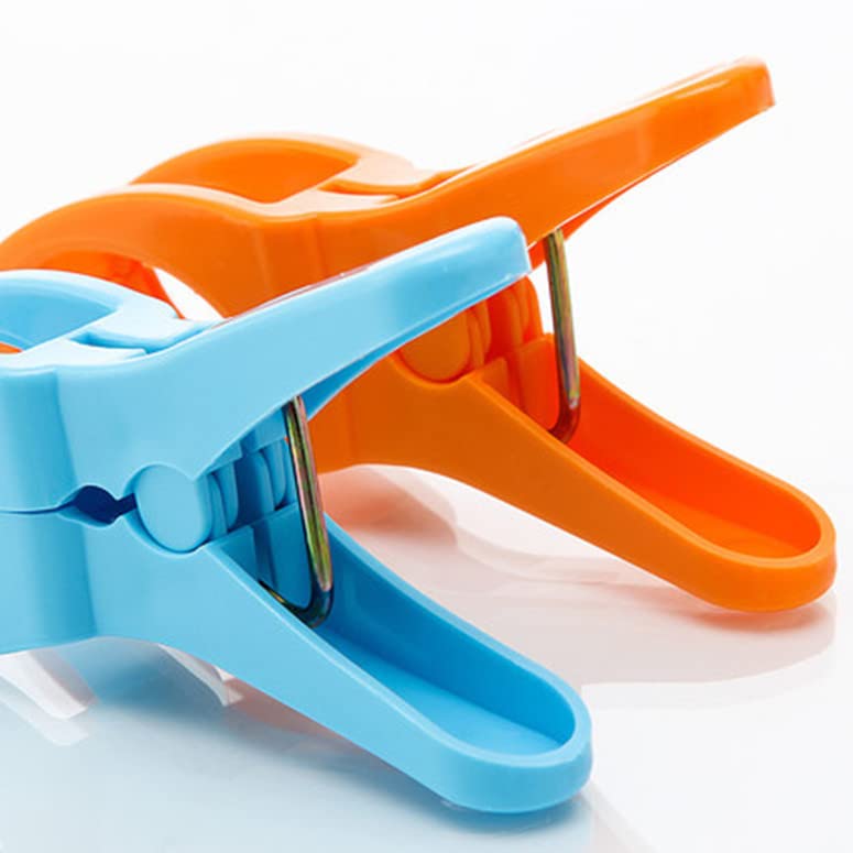 10 Pack Beach Towel Clips for Lounge Chairs - 4.5 Inch Plastic Pool Towel Clamps with 5 Free Bonus Small Clips - Secure Your Towel at Beach, Poolside, or Backyard - Windproof Design for Family Outdoor Use