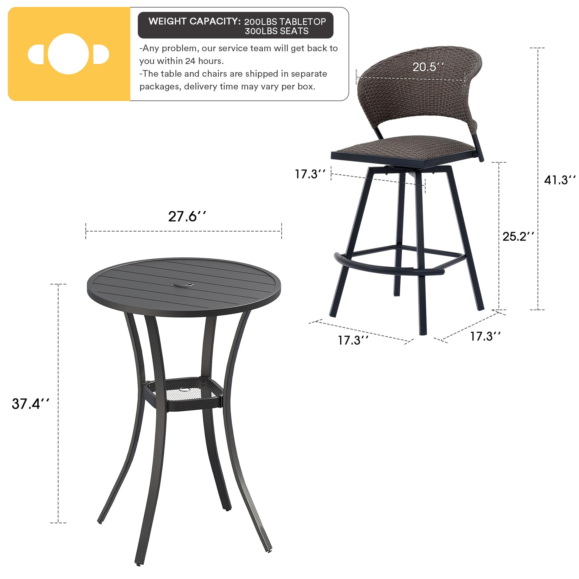 VICLLAX 3-Piece Outdoor Bar Set - 28