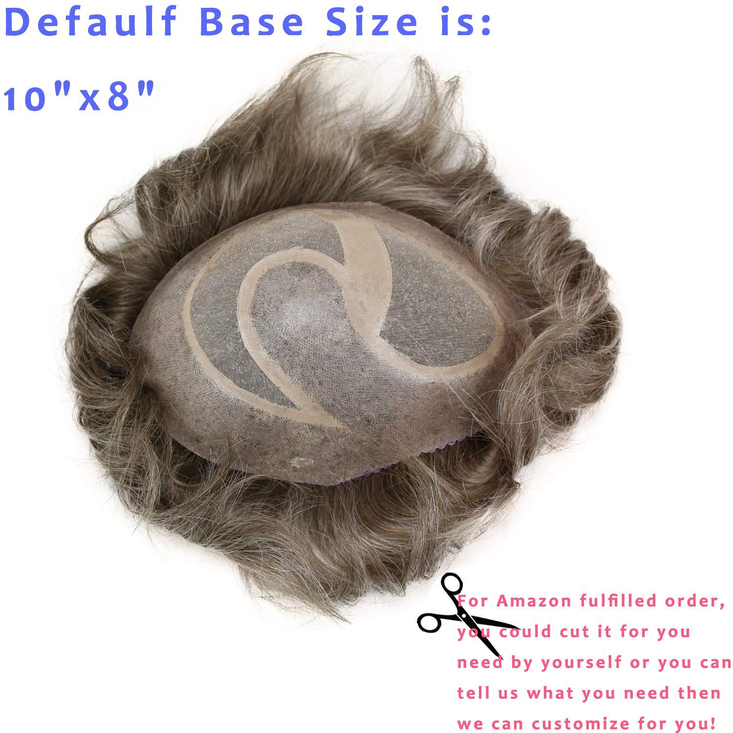 Premium Men's Toupee Hairpiece - 10x8 Inch Hair Replacement System with 80% #7 Color & 20% Grey - Natural Look for Thinning Hair & Baldness - Perfect for Daily Wear, Work & Social Events