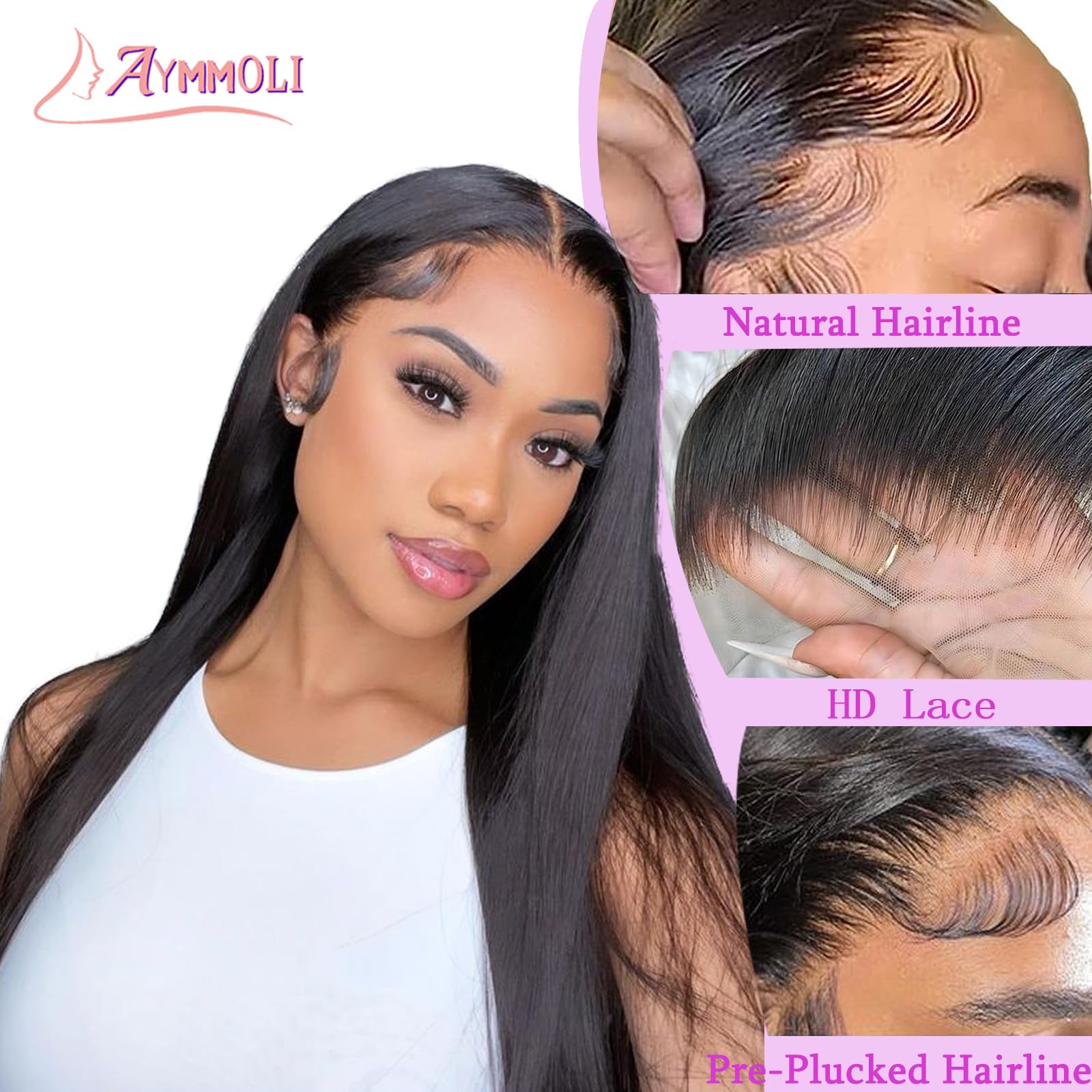 20 Inch Straight Lace Front Wigs Human Hair - Pre Plucked 180% Density Glueless Wigs with 13x4 HD Transparent Lace - Brazilian Virgin Hair for Women - Perfect for Daily Wear, Cosplay & Special Occasions