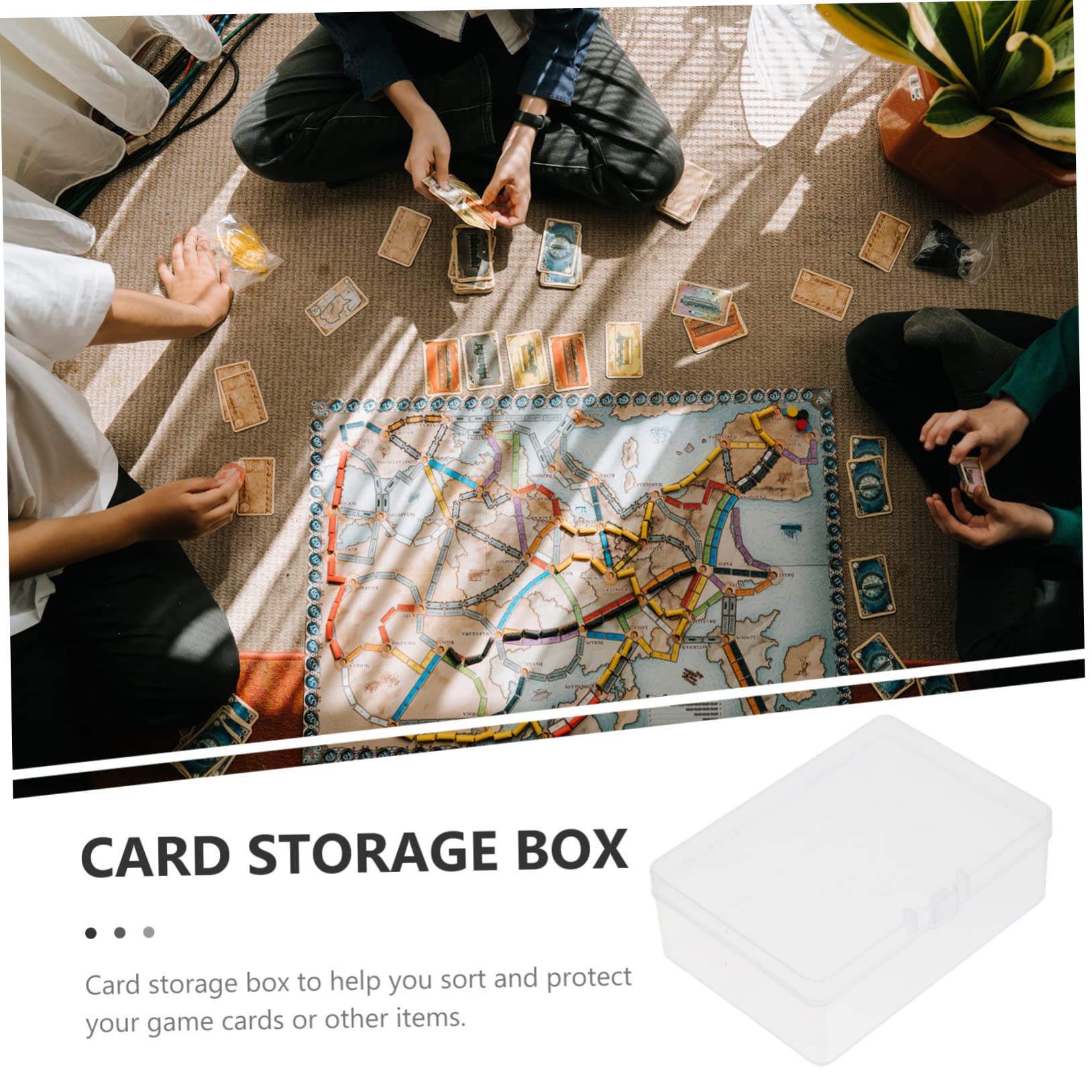 Hohopeti 6-Piece Clear Plastic Card Storage Box Set with Lids - PP Transparent Playing Card Organizer for Collectible Cards, Board Games & Home Organization