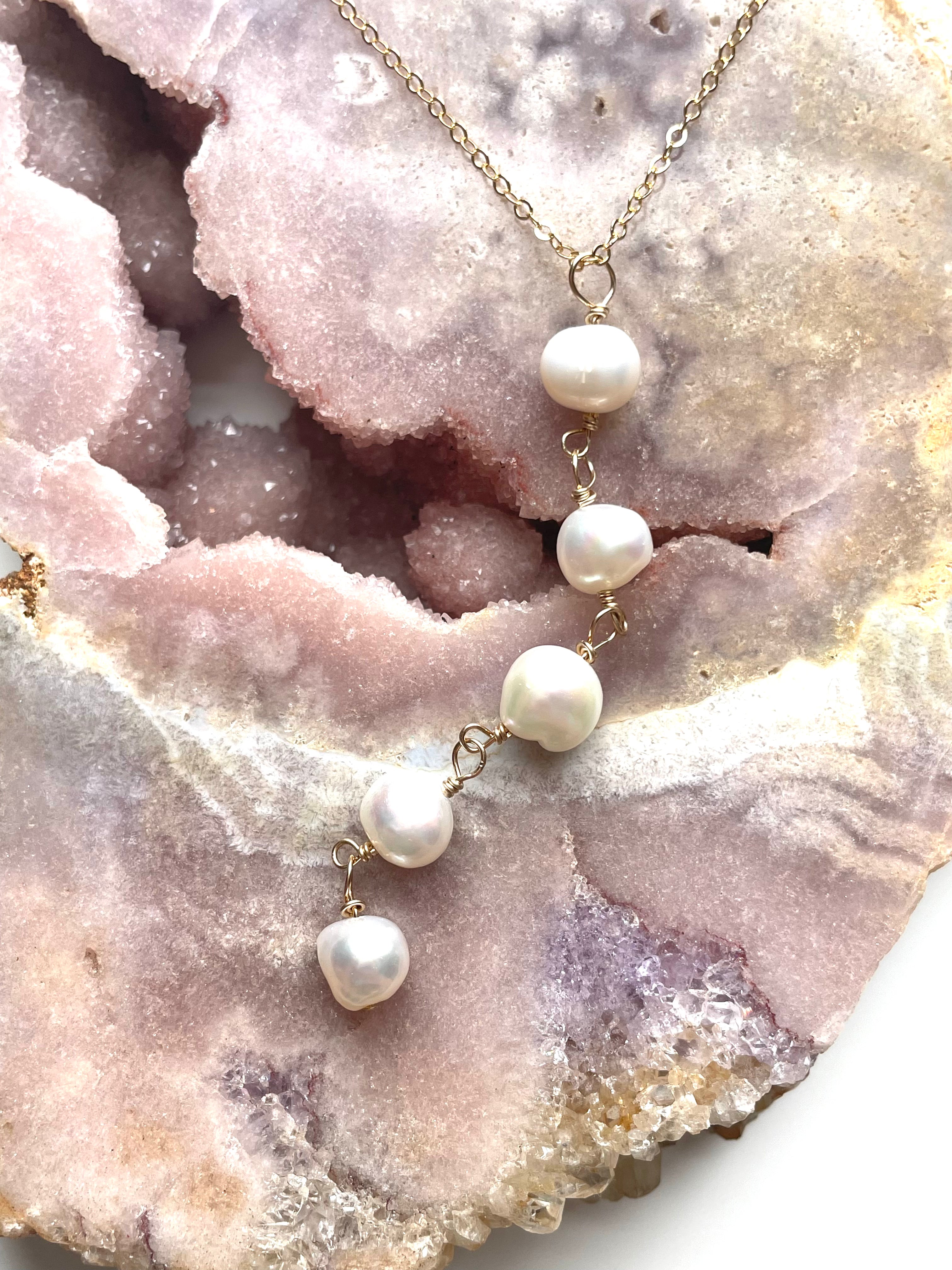 Elegant Pearl Lariat Necklace - Long Layering Pearl Chain for Women | Perfect for Weddings, Parties & Everyday Elegance