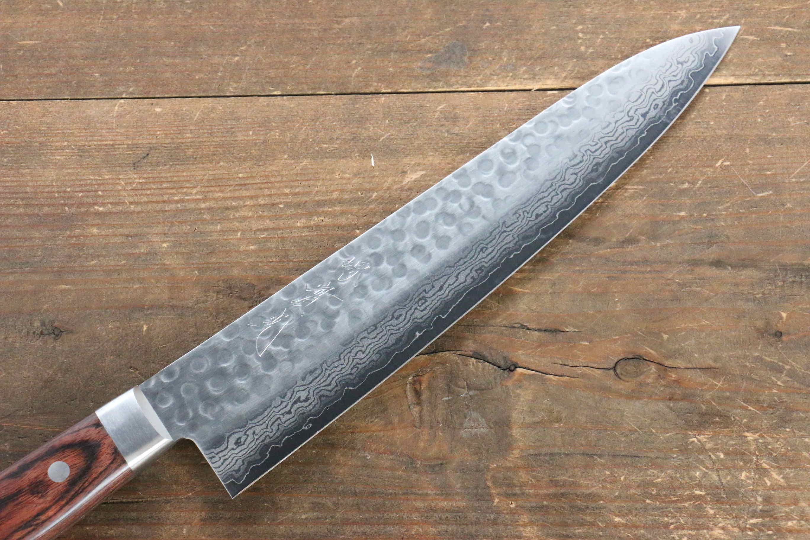 Premium Jikko VG10 17-Layer Damascus Gyuto Chef Knife 240mm - Japanese High Carbon Stainless Steel Blade with Mahogany Handle - Perfect for Sushi, Meat Slicing & Professional Kitchen Use