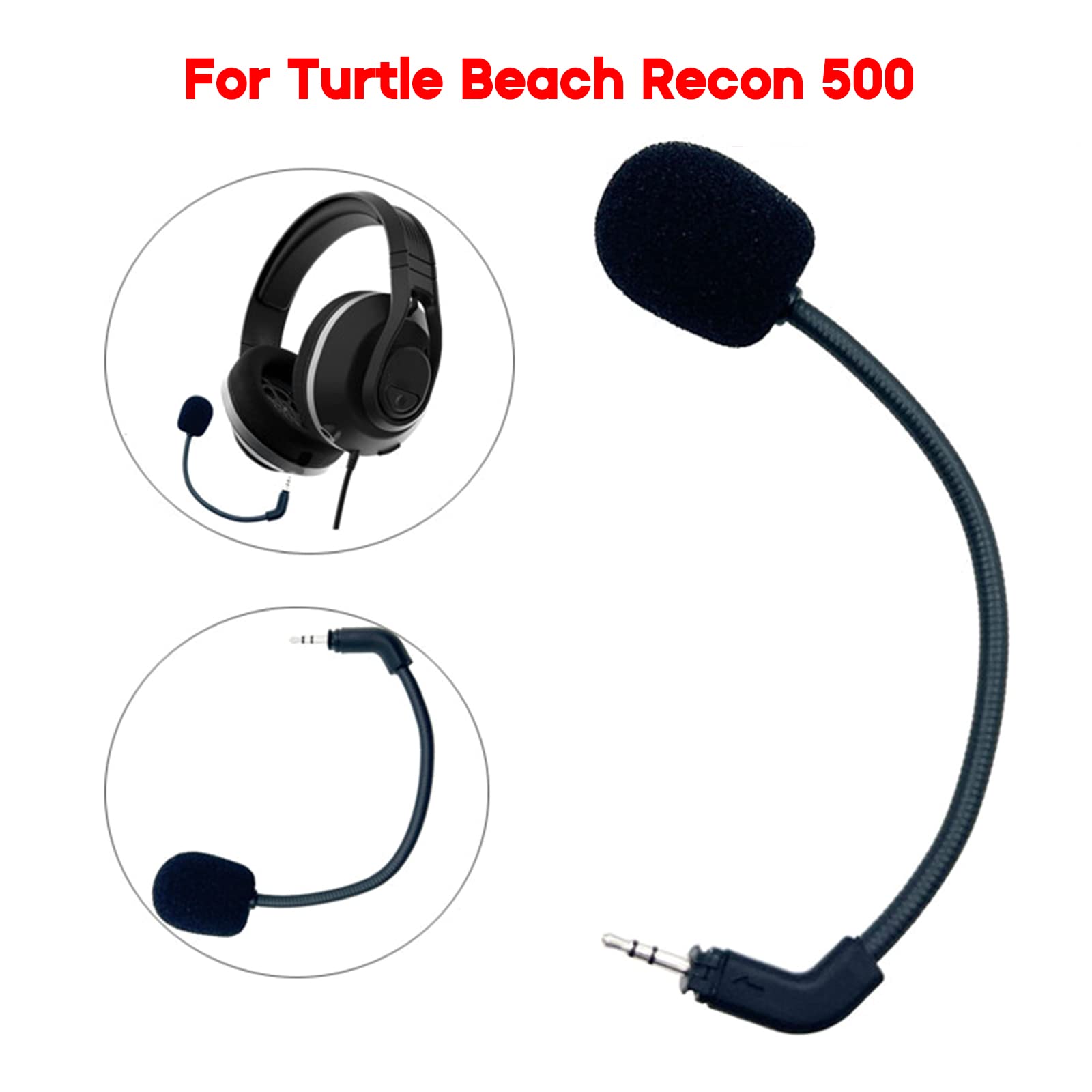 2.5mm Replacement Microphone for Turtle Beach Recon 500 Gaming Headset - Stereo Studio Mic with Clear Voice for PC, PS4, PS5, Xbox - Perfect for Streaming, Gaming & Voice Chat