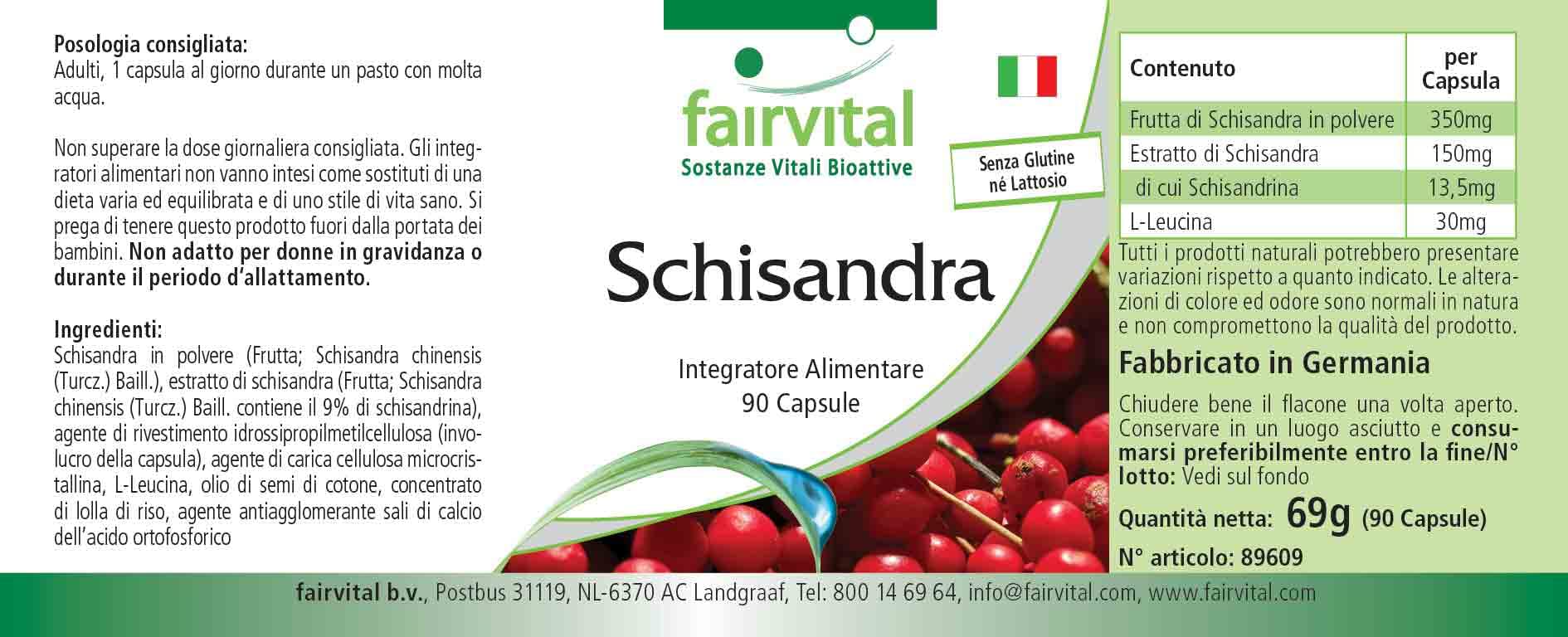 Fairvital Schisandra Extract Supplement - 90 Vegan Capsules (3 Month Supply) - Wu Wei Zi for Immune Support & Stress Relief - Perfect for Daily Wellness & Natural Energy Boost