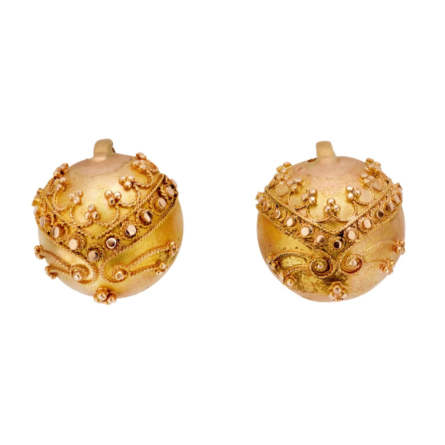 15k Gold Victorian Etruscan Coach Earrings – Elegant Vintage Jewelry for Weddings, Parties & Special Occasions