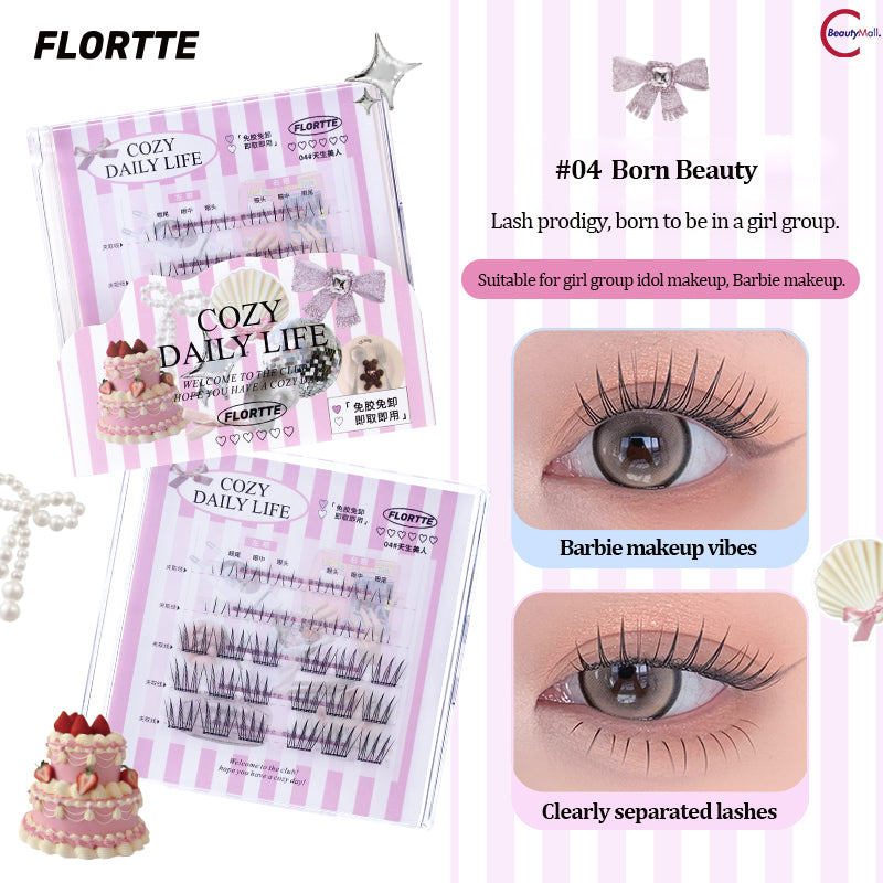 FLORTTE Debutante Diary Series Glue-Free False Eyelashes Natural Look 3D Volume Lashes for Daily Wear & Special Occasions