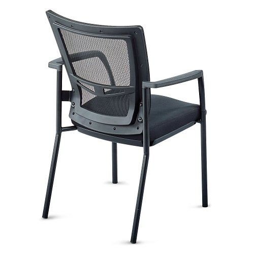Ergonomic Mesh Back Guest Chair with Memory Foam & Lumbar Support - Black Mesh, Dove Fabric Seat, Sturdy Frame - Perfect for Office, Conference Room, or Home Workspace