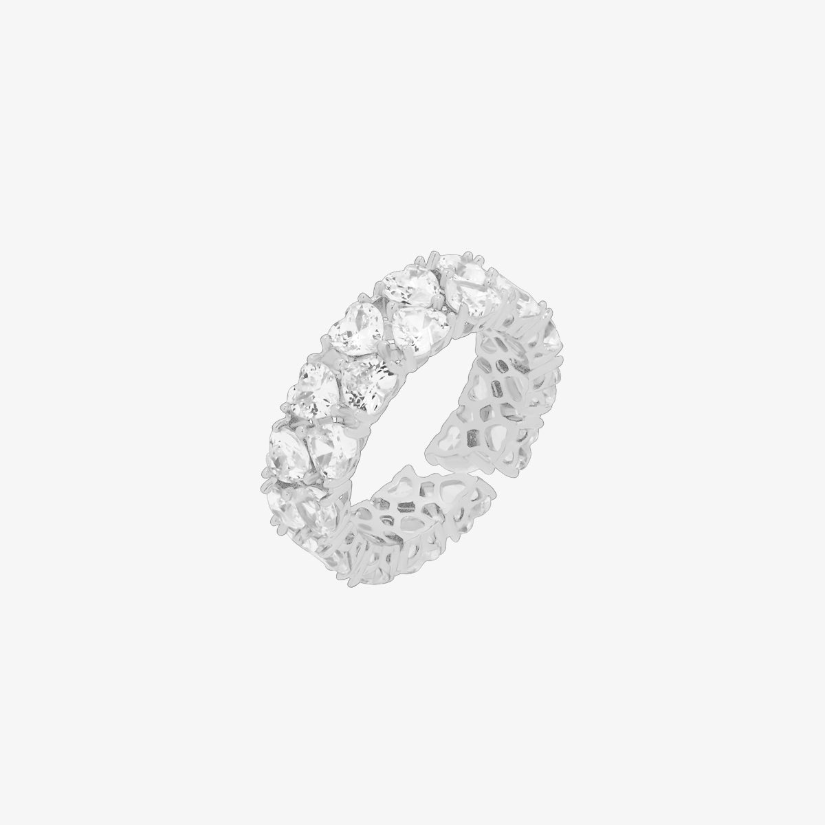 Chunky Heart Sparkle Adjustable Ring for Women - Trendy Fashion Jewelry Gift for Valentine's Day, Anniversary & Everyday Wear